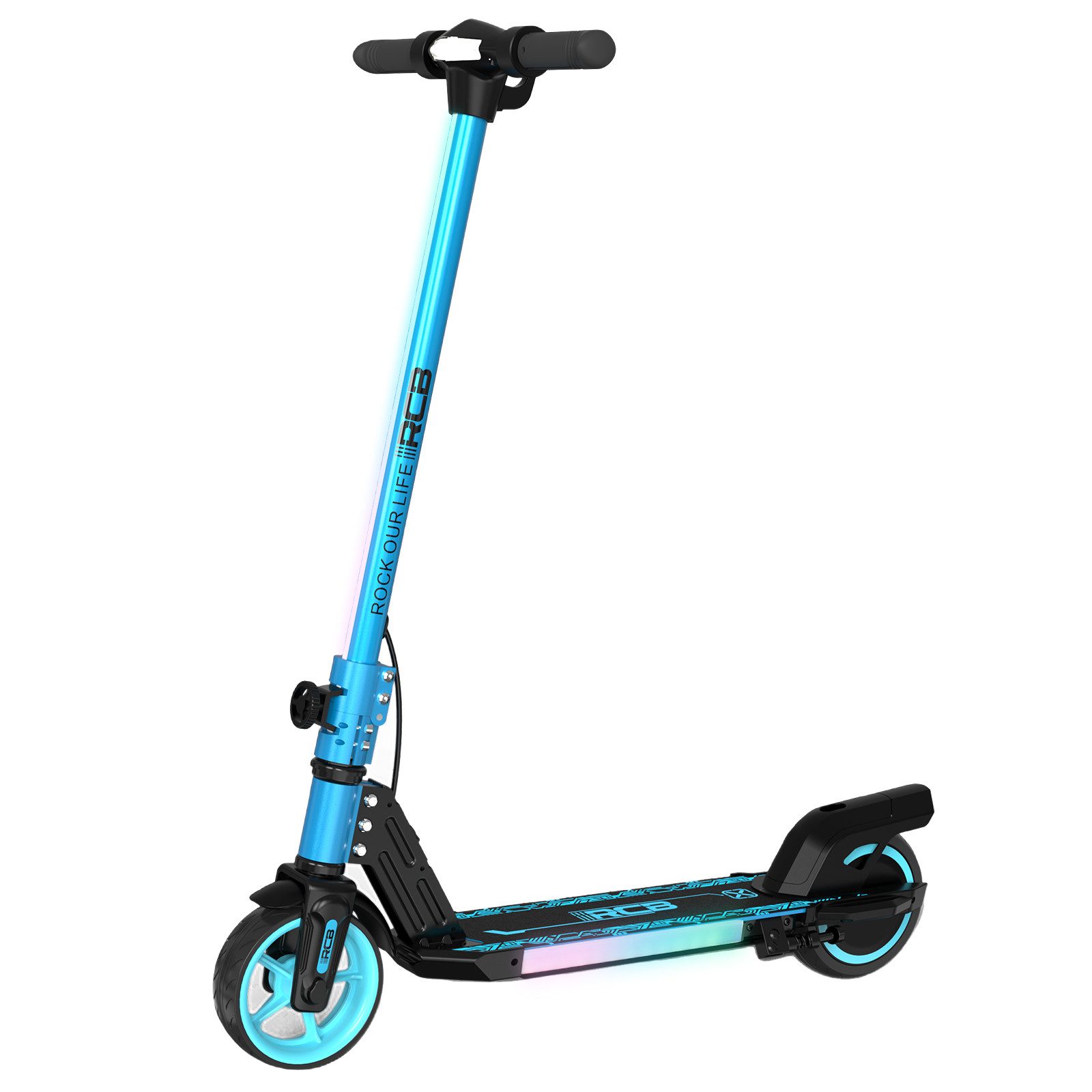 RCB Elektro-Kinderroller R12 Elektrischer Kinder-Scooter, klappbar, bis 10 km Reichweite, LED
