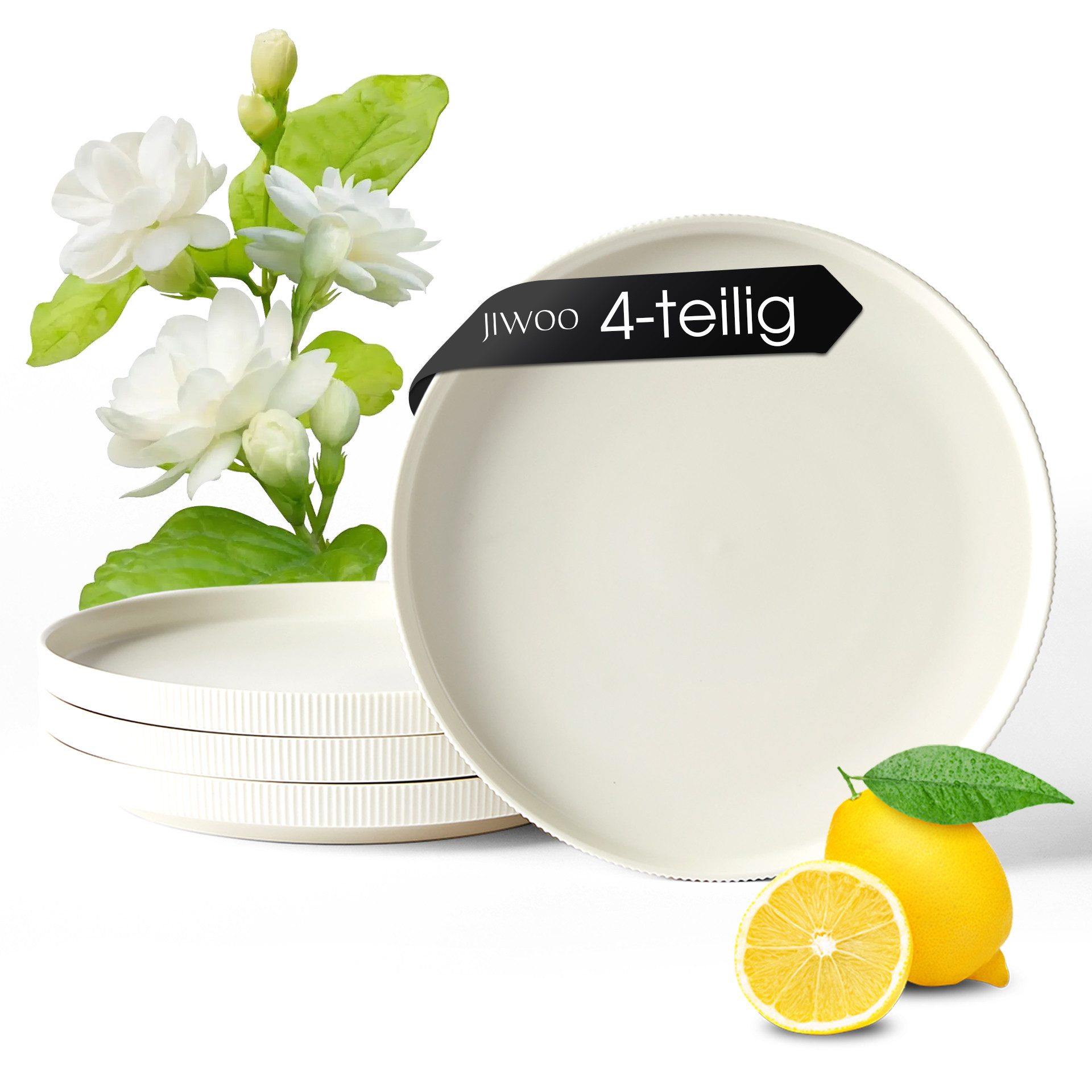 JIWOO Тарелки 4er,Ø25cm,Frühstücksteller,Vorspeisenteller,Salatteller,Gemüseteller, (4 St), Keramik,Mikrowellen-und spülmaschinenfest,Mattglas,Ø25cm