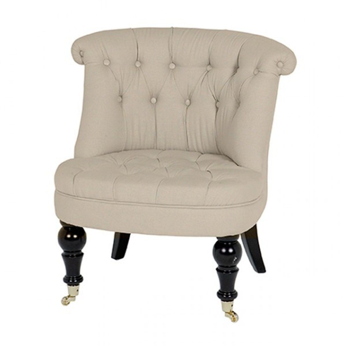Casa Padrino Chesterfield-Sessel Luxus Oxford Chesterfield Taki Style Vintage Sessel Natural Leinen - Möbel