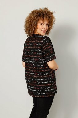 MIAMODA Rundhalsshirt T-Shirt Wording-Streifen Tunika-Ausschnitt
