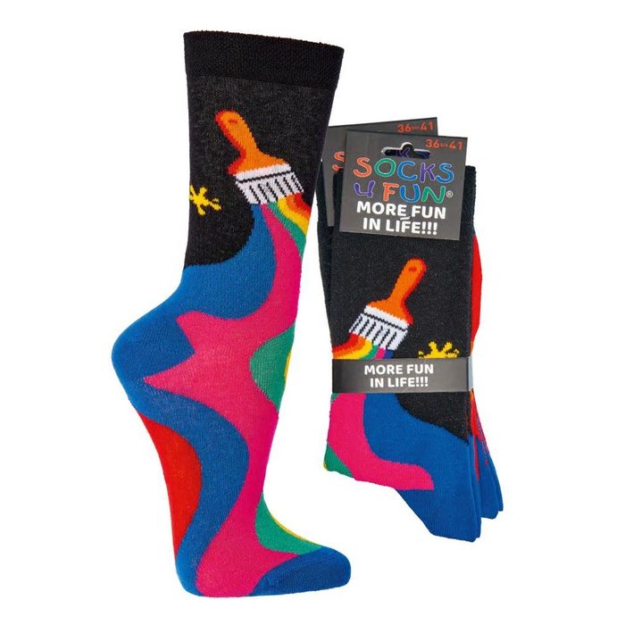 Socks 4 Fun Freizeitsocken Pinsel Socks 4 Fun (2 Paar 2-Paar 2 Paar) lustiges Design