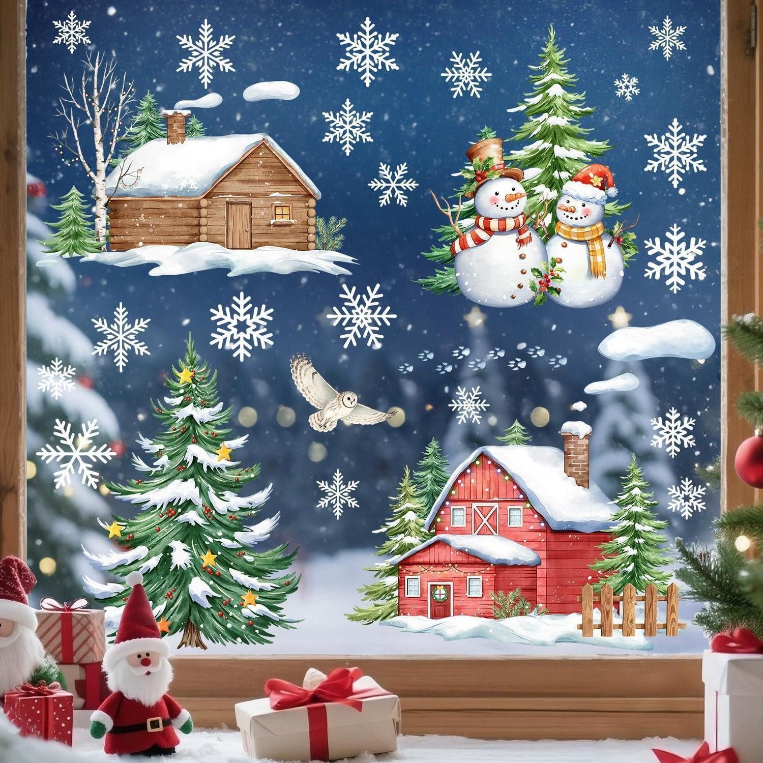 LuxusKollektion Fensterbild Fensterbilder Weihnachten Schneemann Selbstklebend 6 Blätter