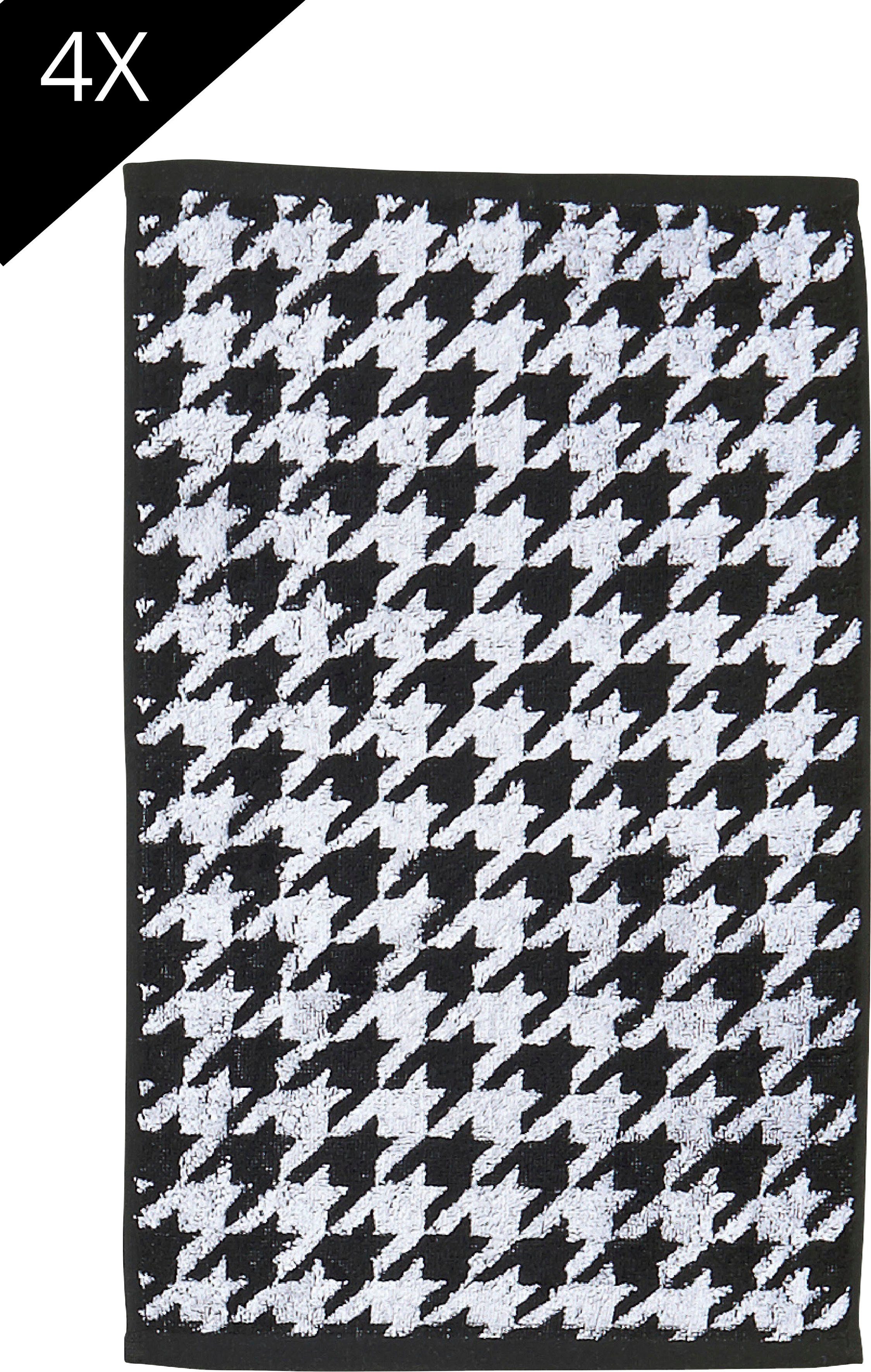 (Set, Bird, Gästehandtücher, schwarz/weiß Shapes modernes Daily Muster Set Jacquard-Walkfrottier, done.® Jacquardgewebe, 4-tlg), Handtuch