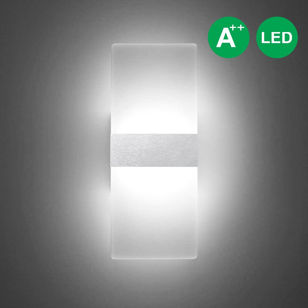 Clanmacy LED Wandleuchte 2X Wandlampe Flurlampe Badleuchte Effektlampe Strahler 6W/12W, LED fest integriert, Weiß – Bild 3 von 5