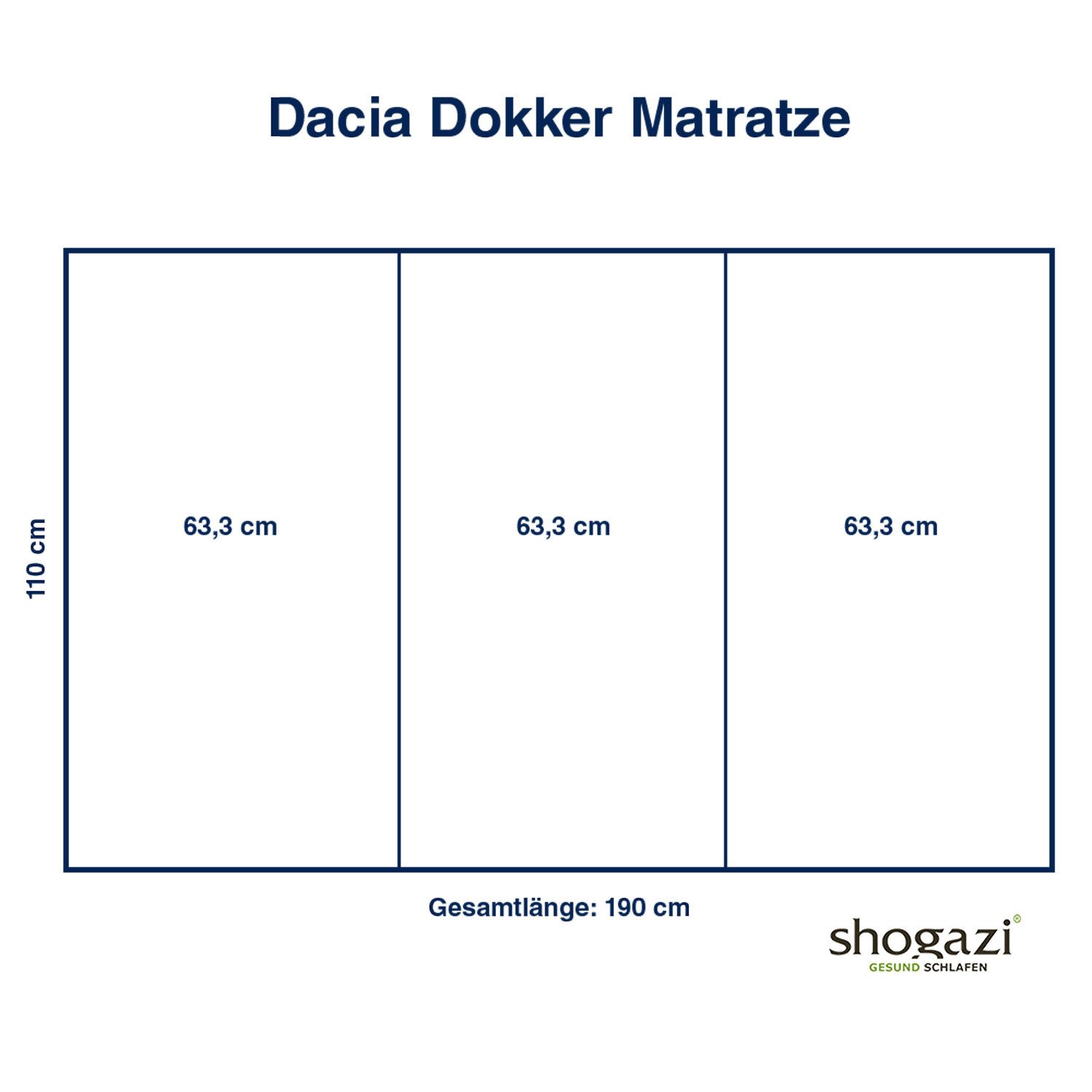 Matratzenauflage Automatratze shogazi ®, Dacia Dokker Matratze - Gefertigt in Deutschland