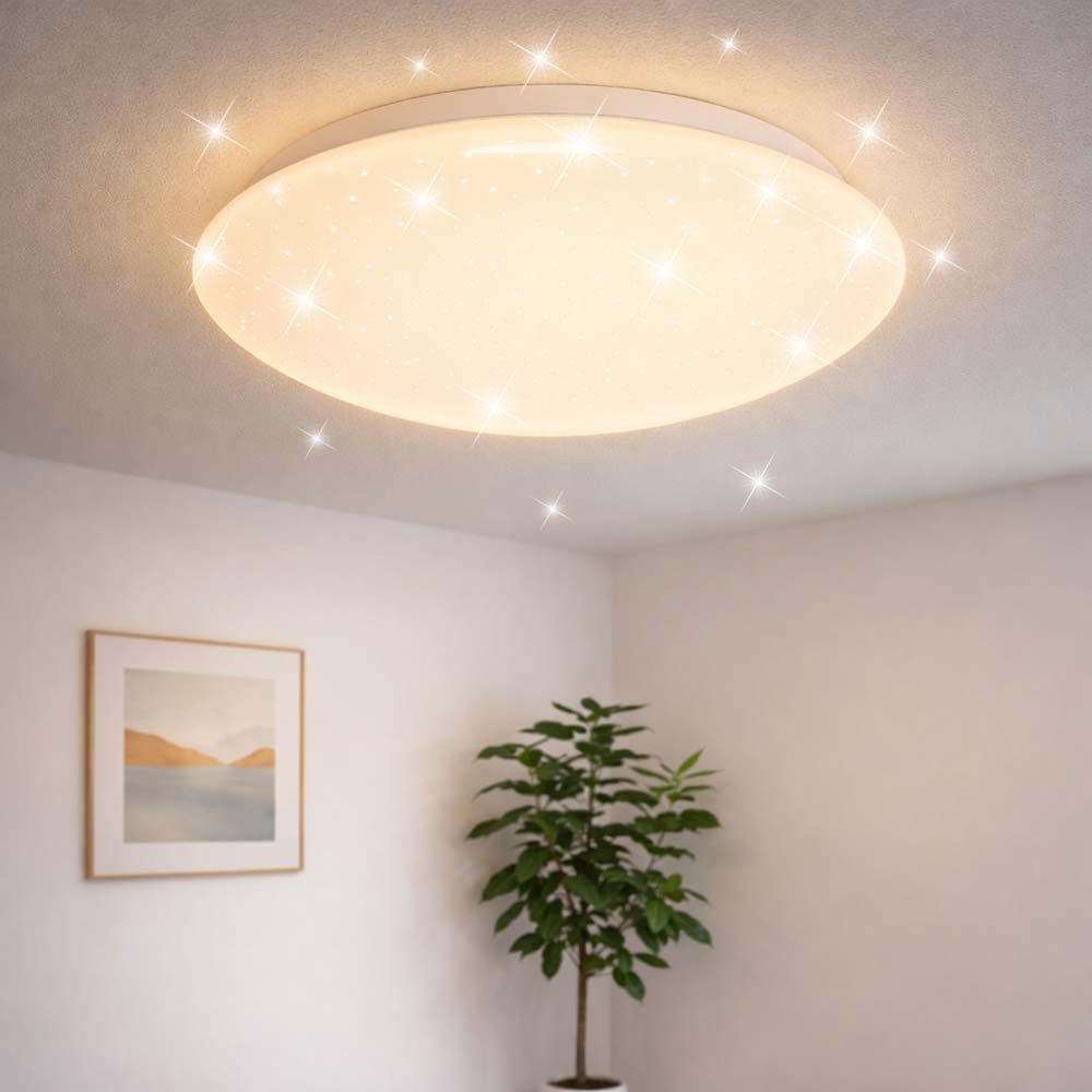 V-TAC LED Deckenleuchte, LED-Leuchtmittel fest verbaut, Warmweiß, Deckenleuchte LED Schlafzimmerleuchte Sternenhimmel Deckenlampe weiß