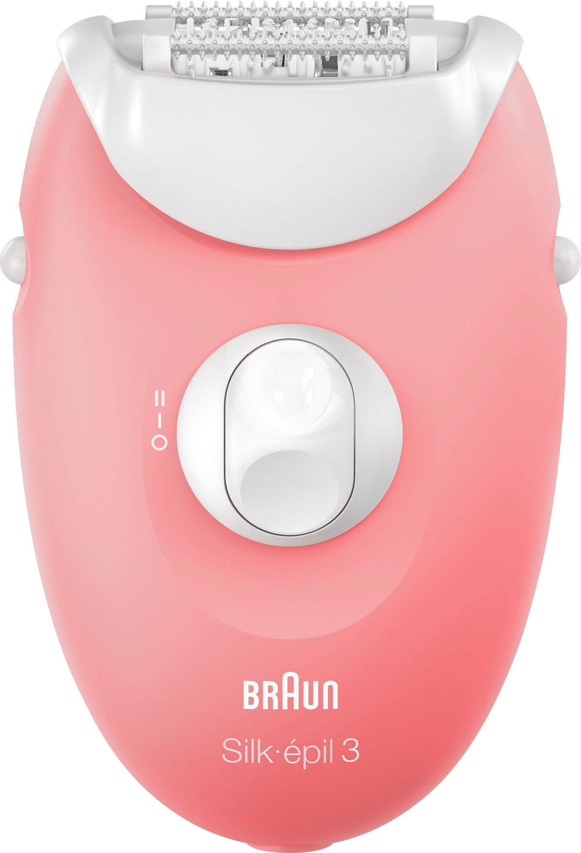 BRAUN Epilierer Silk-épil 3 3-176 20-Pinzetten-System, Smartlight-Technologie, Massagerollenaufsatz mehr