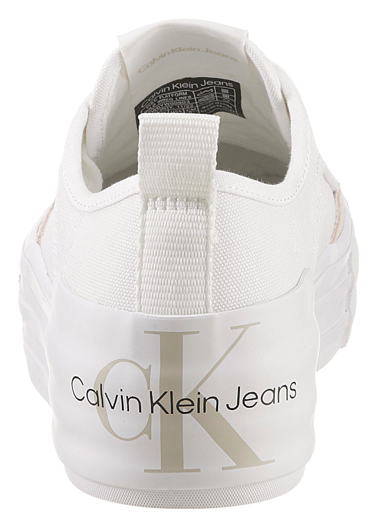Logo mit 10C Plateausneaker Ferse der RENIA Calvin plakativem weiß-hellbeige Klein Jeans an