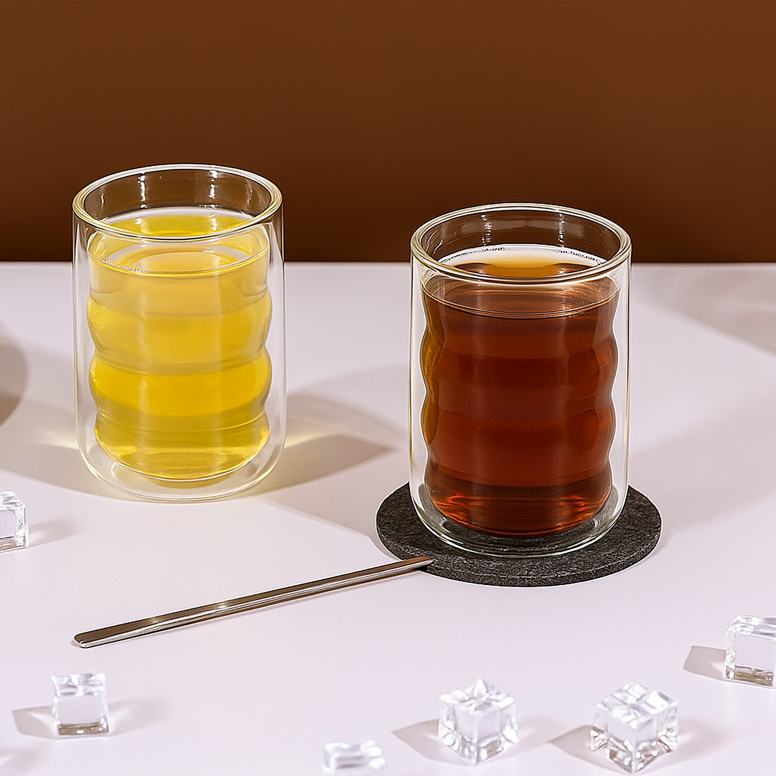 relaxdays Gläser-Set Latte Macchiato Gläser mit Löffel, 6-tlg., Glas, 6er Pack