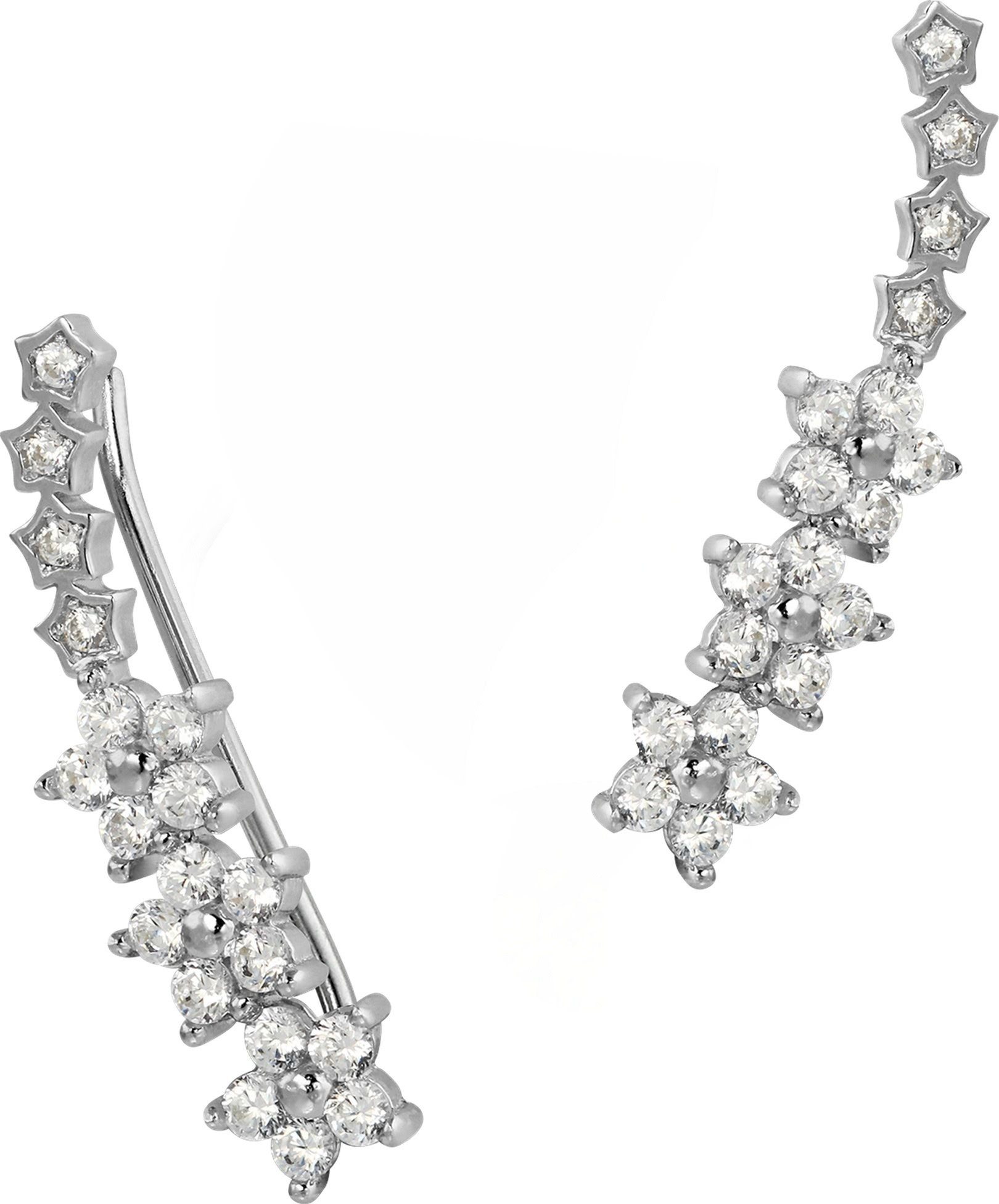 SilberDream Paar Ohrklemmen SilberDream weiß Ear Cuff Blumenranke (Ohrklemme), Damen Ohrklemme Ear Cuff Blumenranke 925 Sterling Silber, silber, weiß