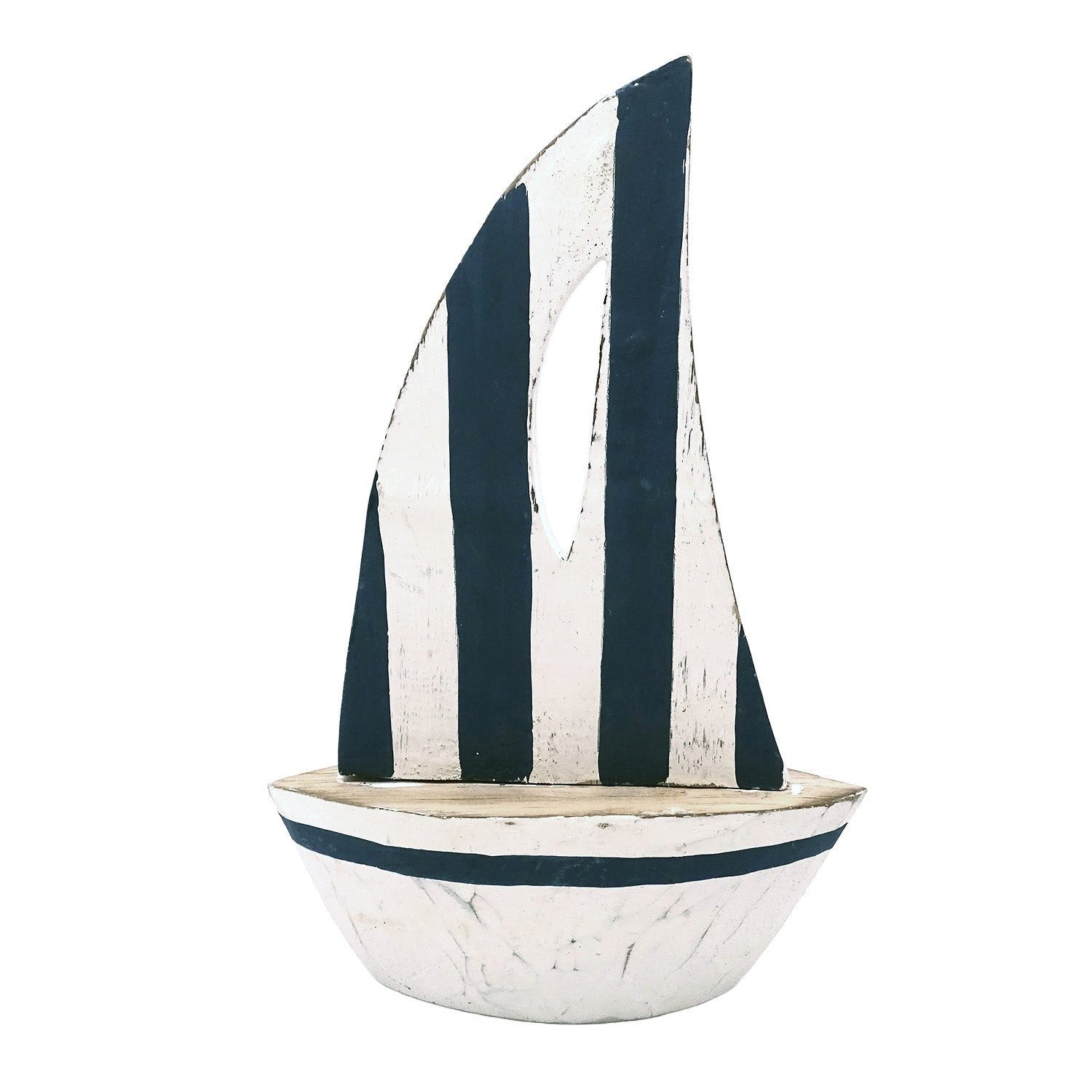 Logbuch-Verlag Dekofigur Deko-Segelboot Holz 16x5,5x25 cm – Maritime Boot-Figur aus