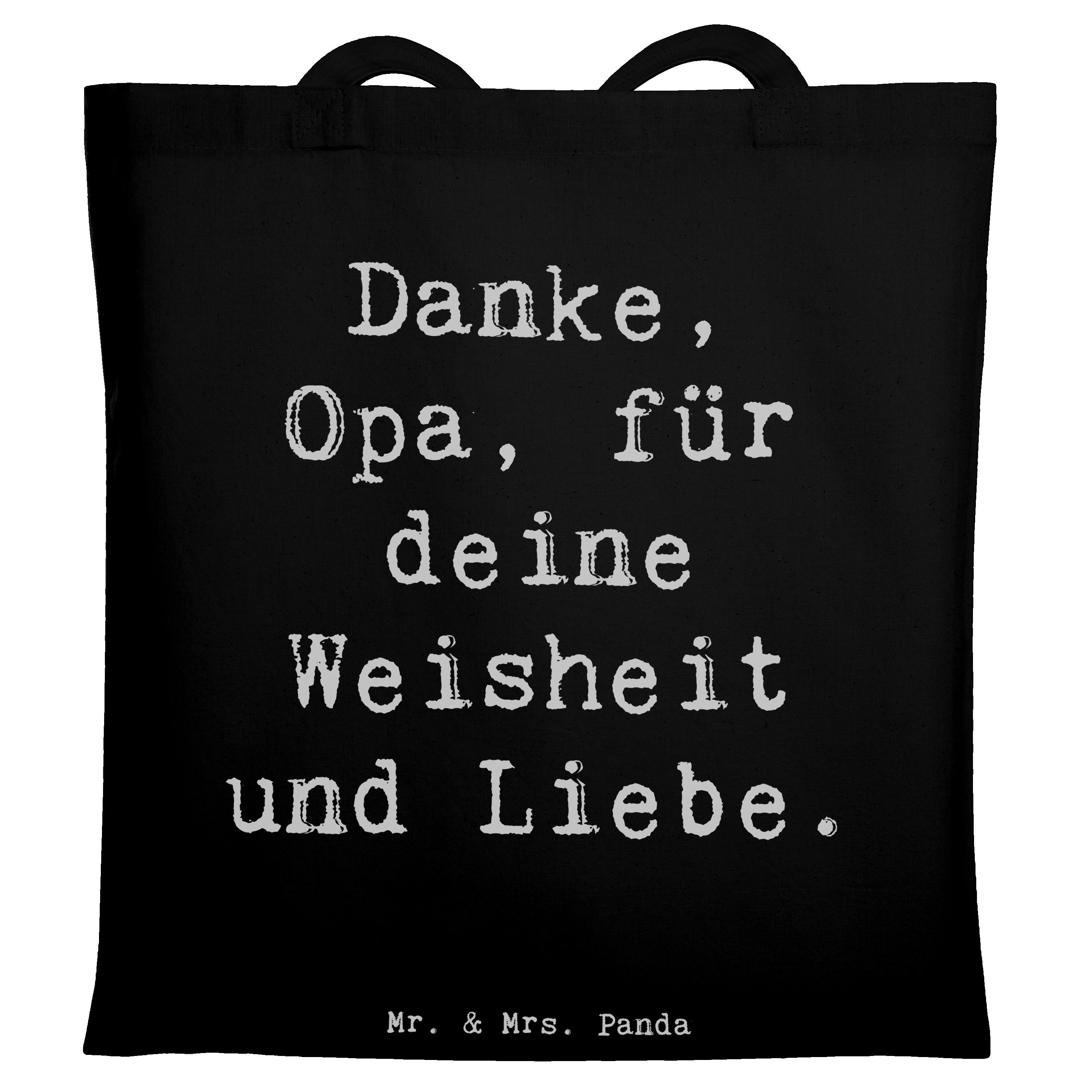 Tragetasche Spruch Opa Weisheit und Liebe, Shopping Tasche, Schwarz, Einkaufstüte
