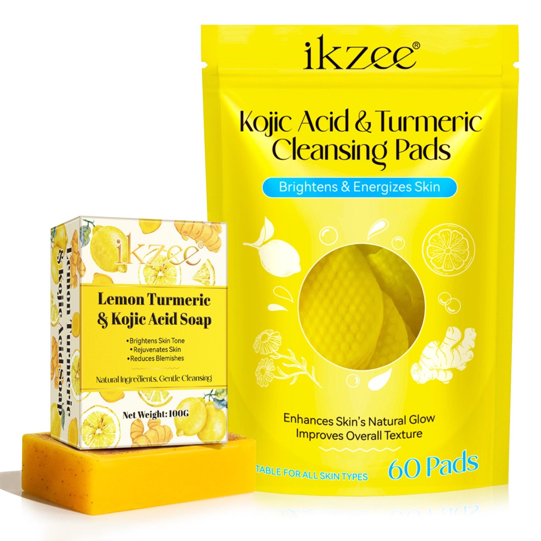Gesichtspflege-Set Kurkuma Turmeric Set Seife und Reinigungspads