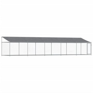 vidaXL Hundezwinger Hundezwinger mit Dach und Tür Grau 10x2x2 m Verzinkter Stahl