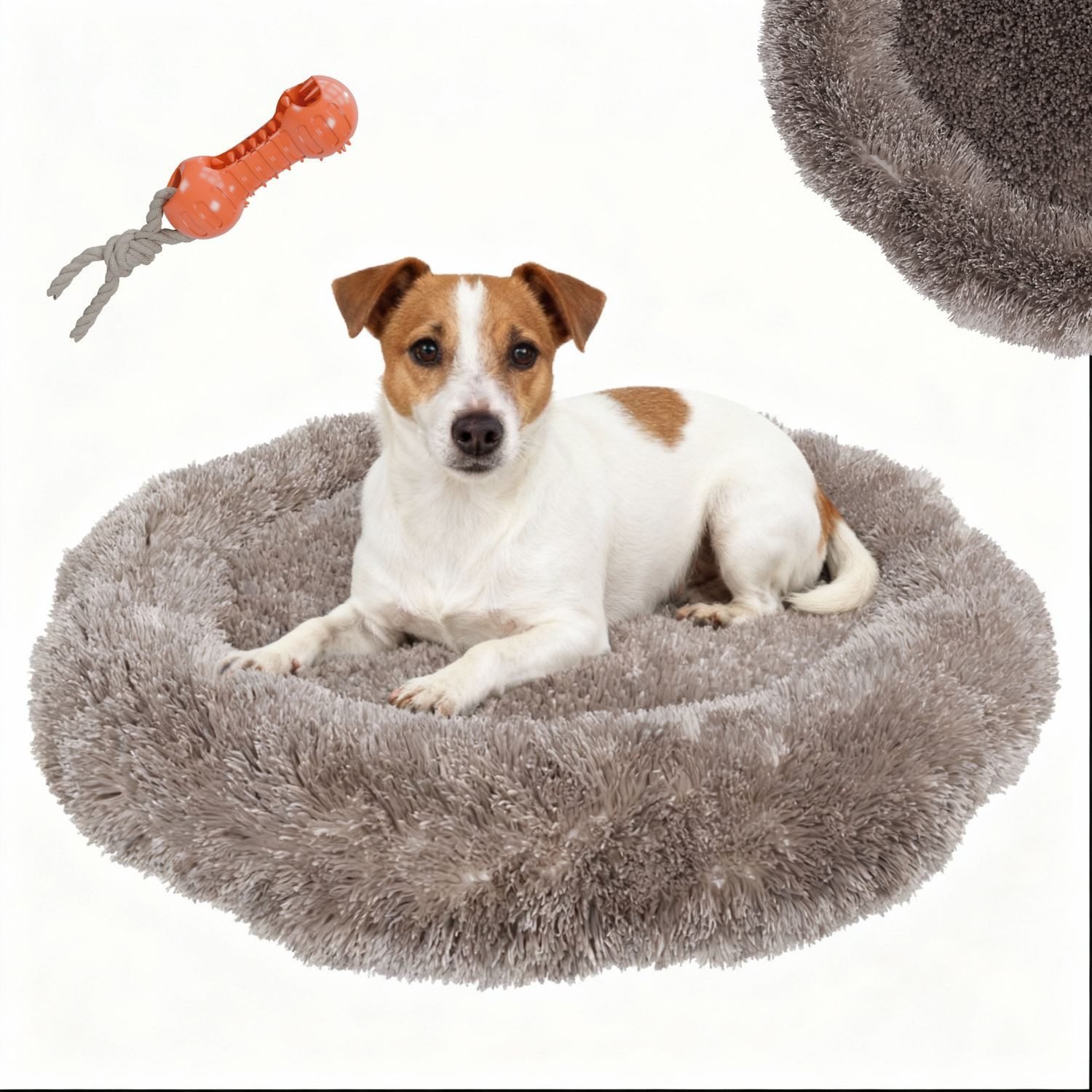 BENNO Tierbett Hundebett BALU Donut 60x60x16 cm, waschbar, rutschfest, Polyester, Hundebett BALU 60 cm – rundes Kuschelbett, waschbar, rutschfest