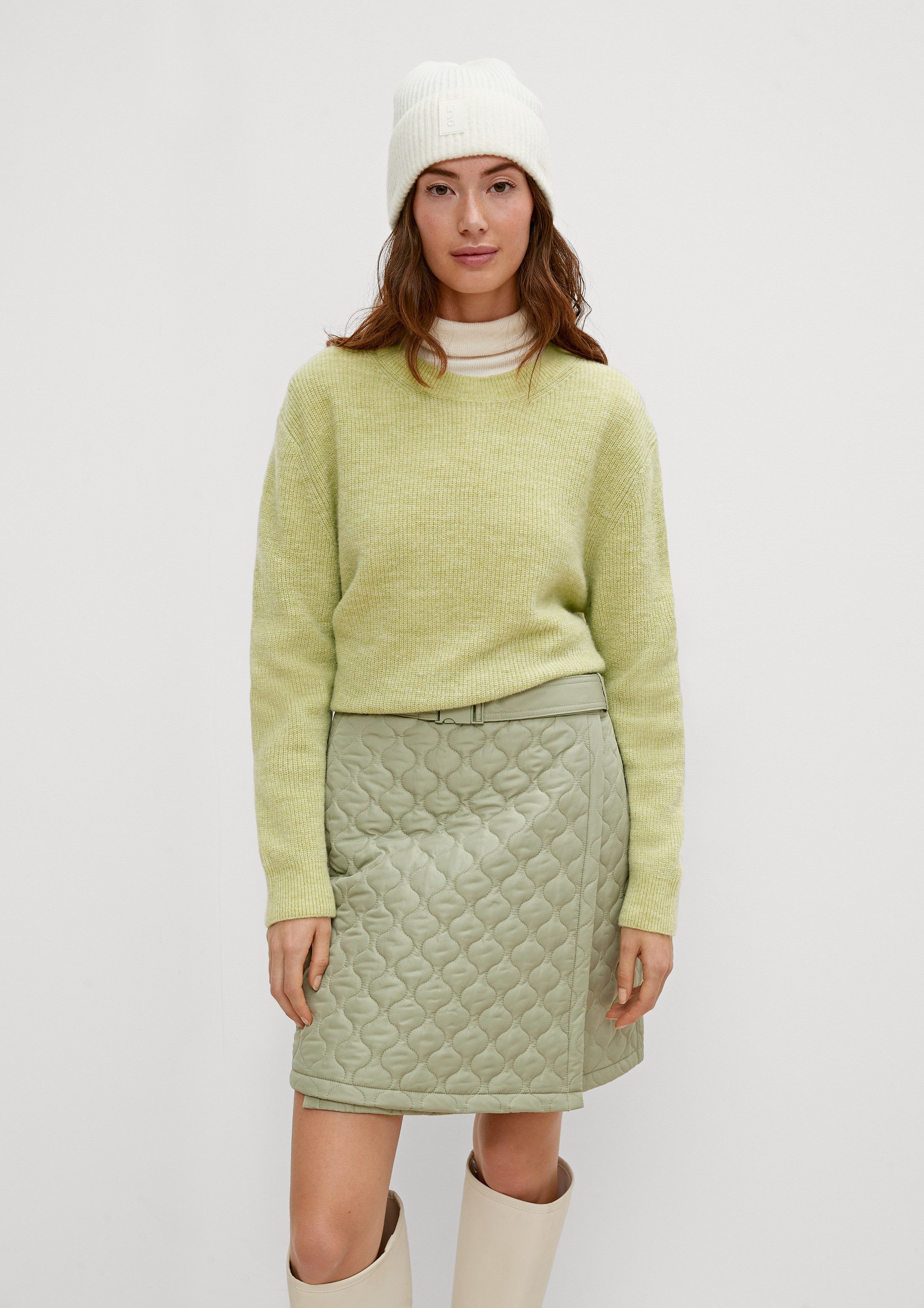 comma Longpullover Strickpullover Strickpullover aus Wollmix