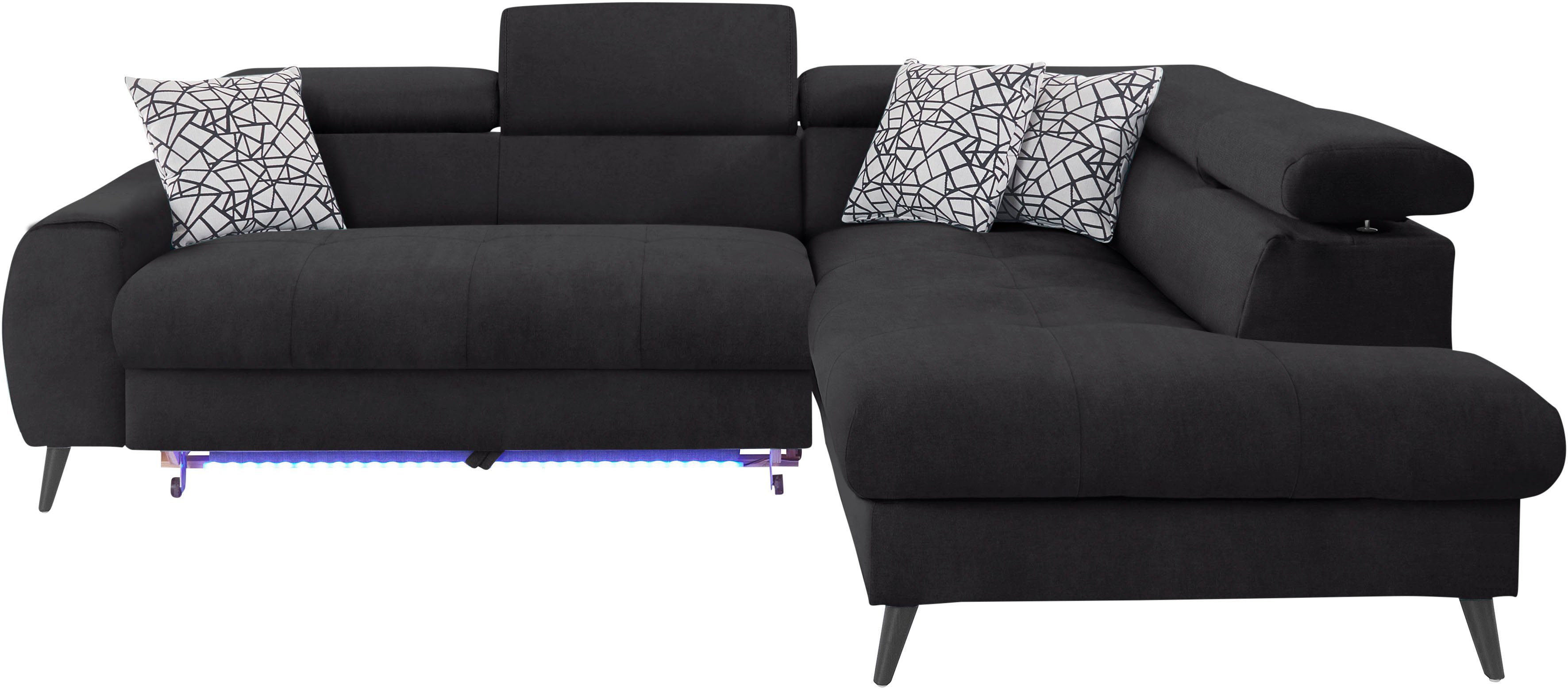COTTA Ecksofa "Mia L-Form mit 3 Zierkissen", wahlweise mit Bettfunktion, Be günstig online kaufen