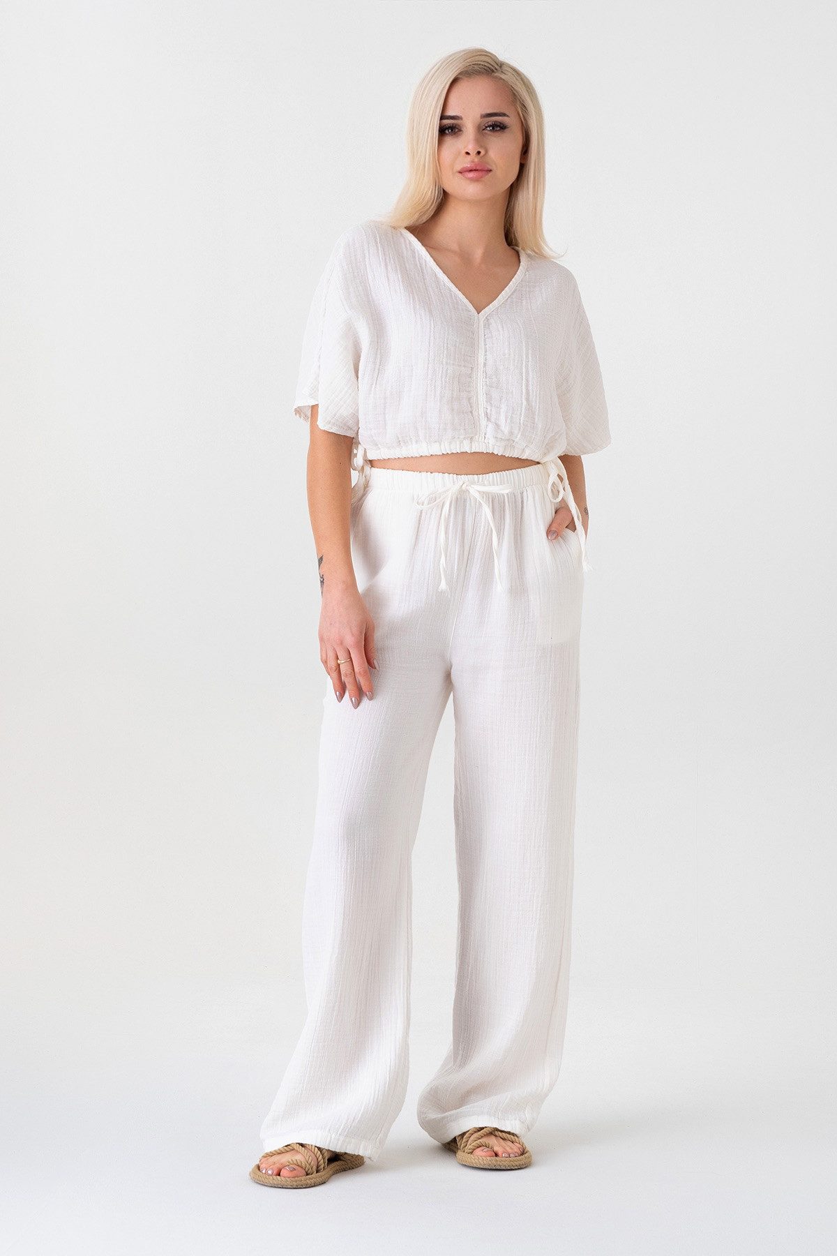 WENOR Palazzohose Musselin Damen Sommerhose 100 % günstig online kaufen