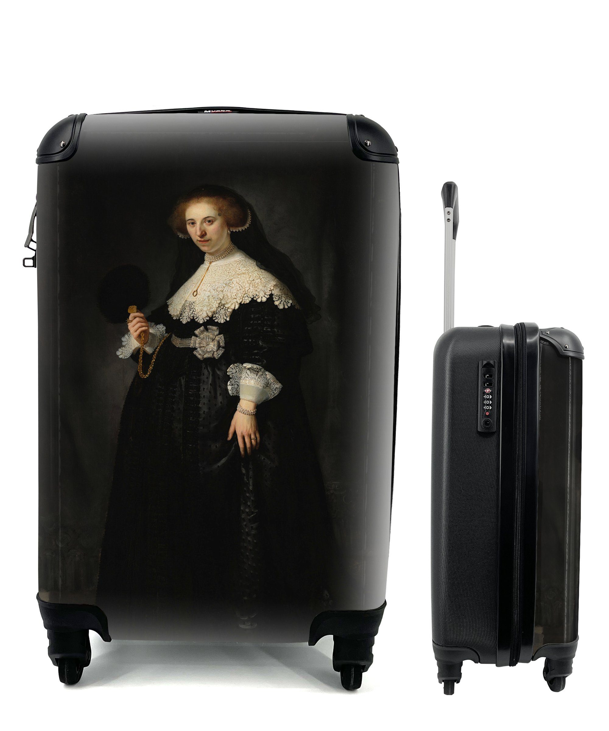 MuchoWow Handgepäckkoffer Eheporträt von Oopjen Coppit - Rembrandt van Rijn, 4 Rollen, Reisetasche mit rollen, Handgepäck für Ferien, Trolley, Reisekoffer