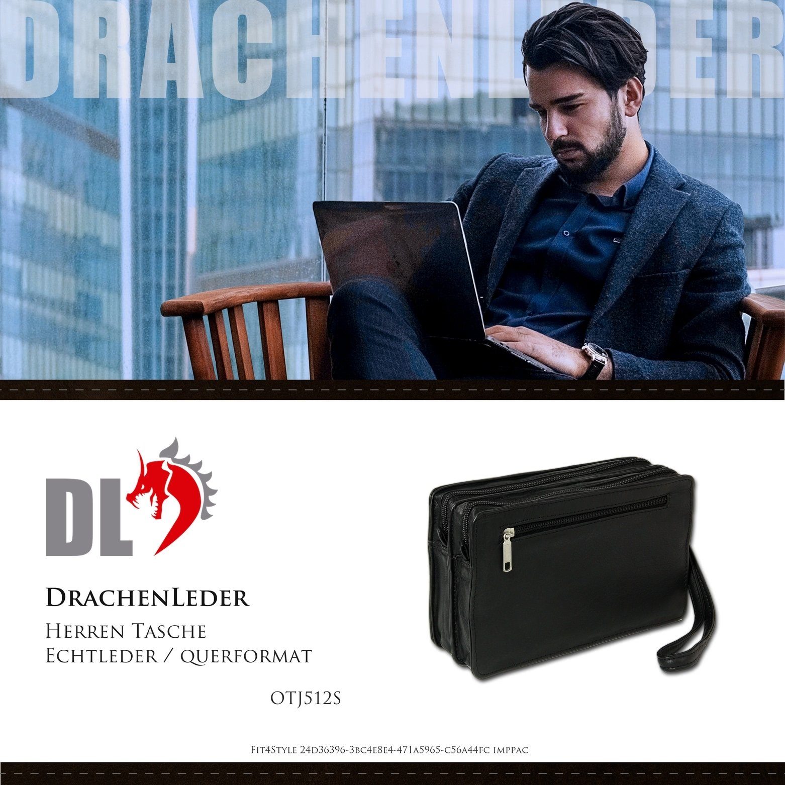 DrachenLeder Handgelenktasche OTJ512X DrachenLeder Handgelenktasche verschiedene (Handgelenktasche), Handgelenktasche Leder, tan, braun ca. 20cm x ca. 12cm
