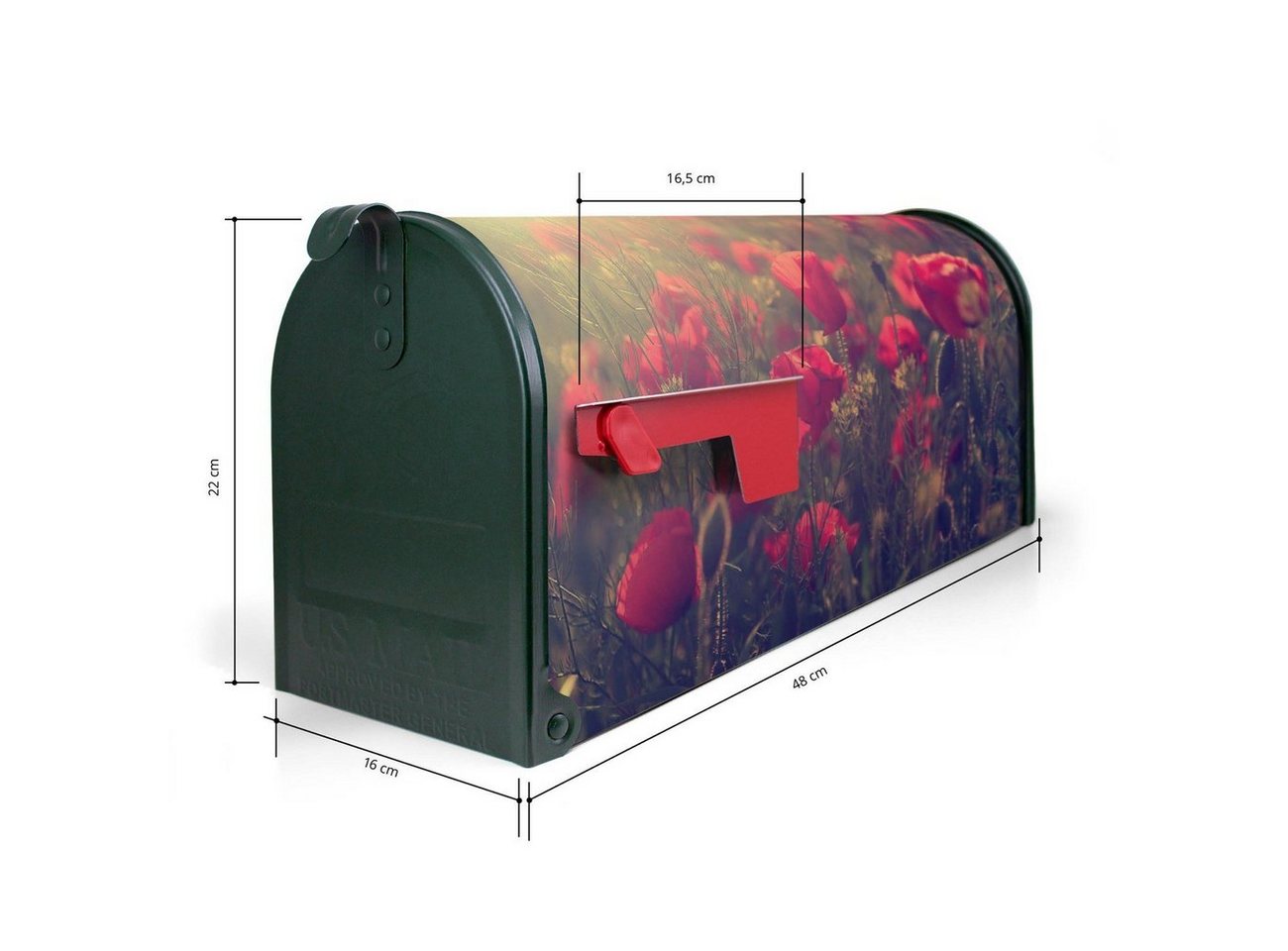 Thumbnail - banjado Amerikanischer Briefkasten Mailbox Mohn (Amerikanischer Briefkasten, original aus Mississippi USA), 22 x 17 x 51...