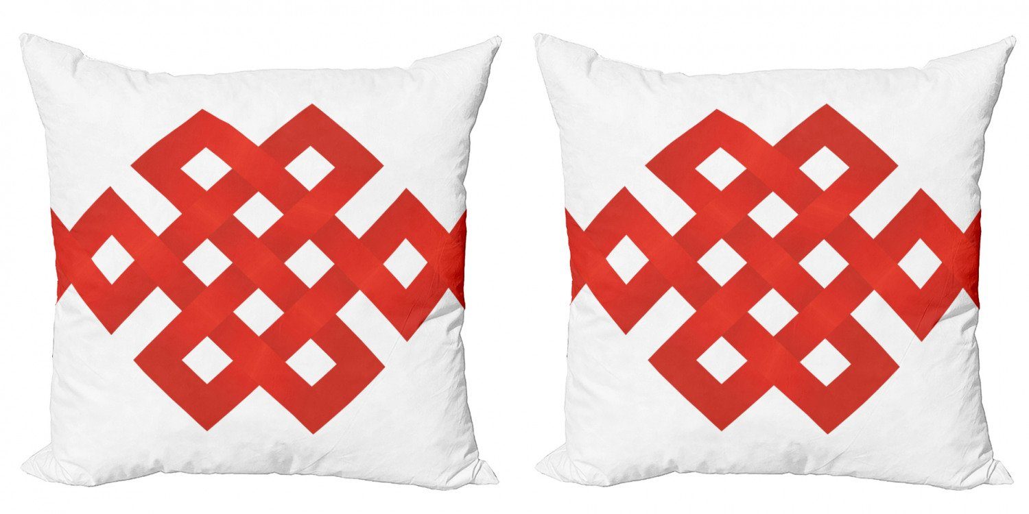 Quadraten Abakuhaus Doppelseitiger rot Accent Verschlungene Digitaldruck, (2 Kissenbezüge Modern Stück), mit Linien