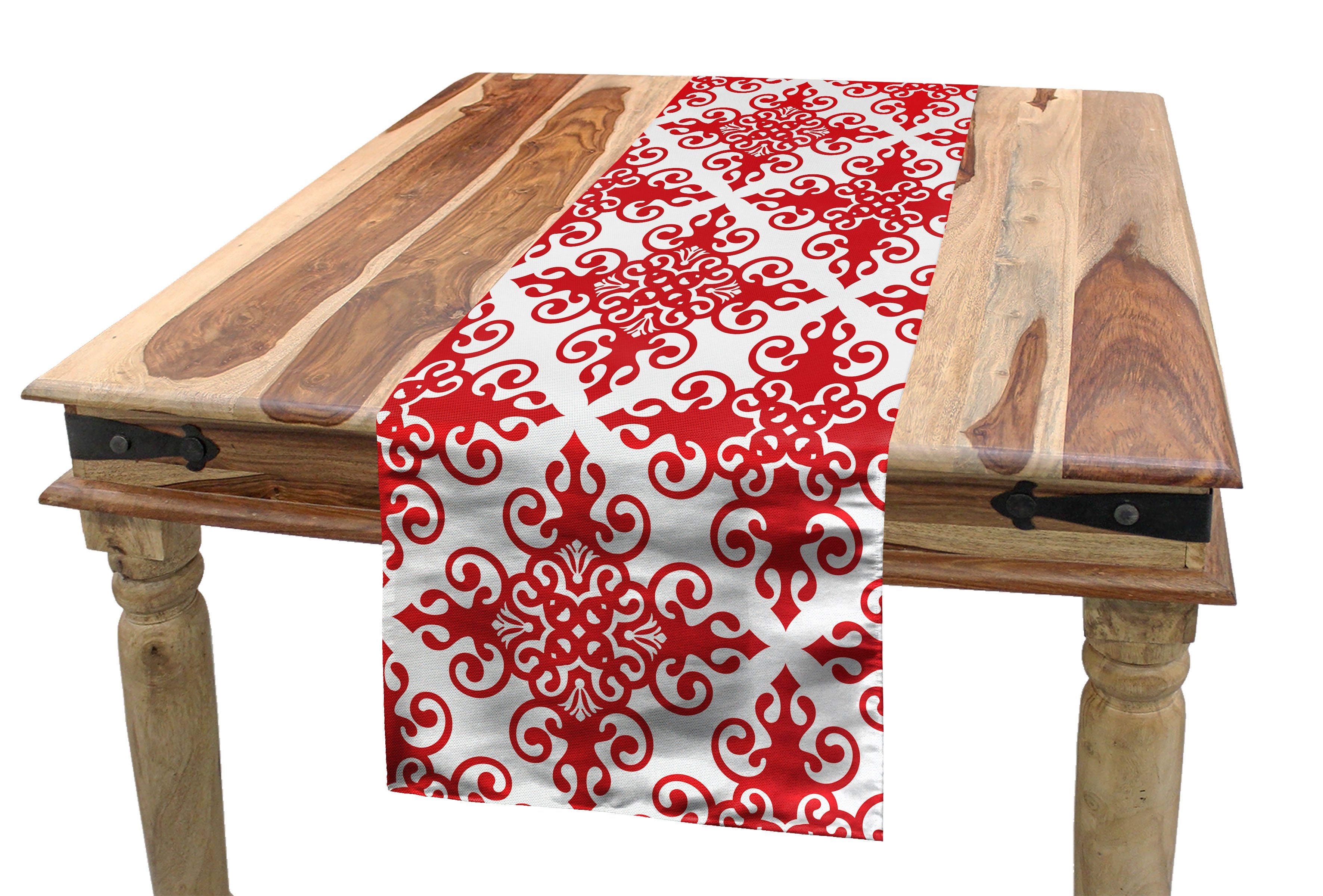 Abakuhaus Tischläufer Esszimmer Küche Rechteckiger Dekorativer Tischläufer, rot West Scroll Ornament