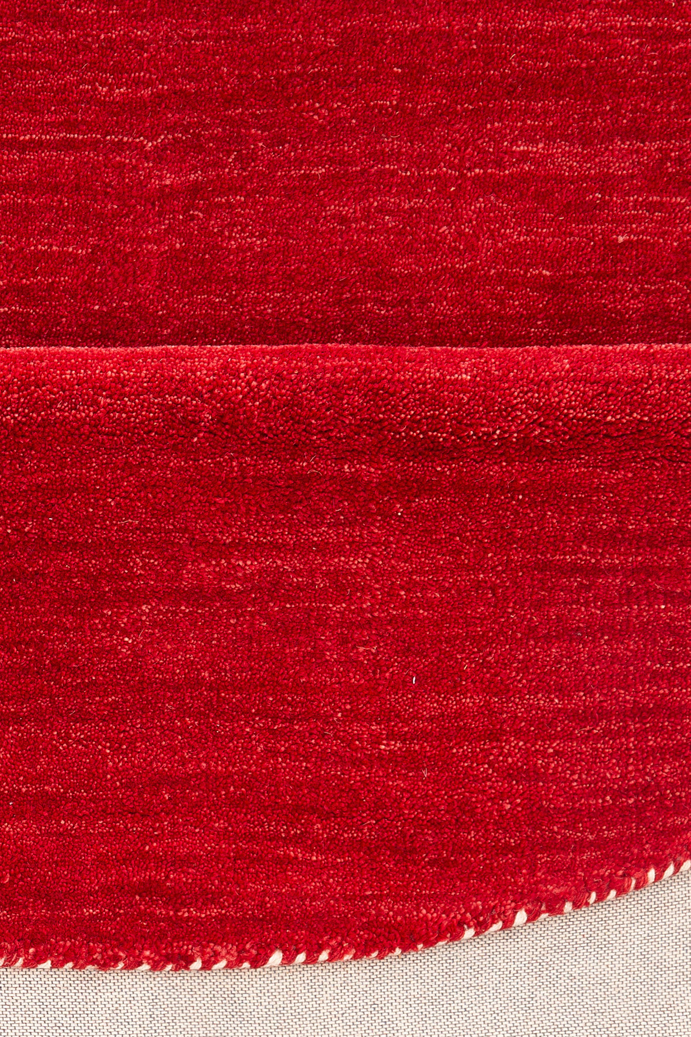 Wollteppich Gabbeh Uni, THEKO, reine Teppich, mm, rund, 14 Höhe: rot Wolle, Handweb handgewebt, elegant Garn meliertes