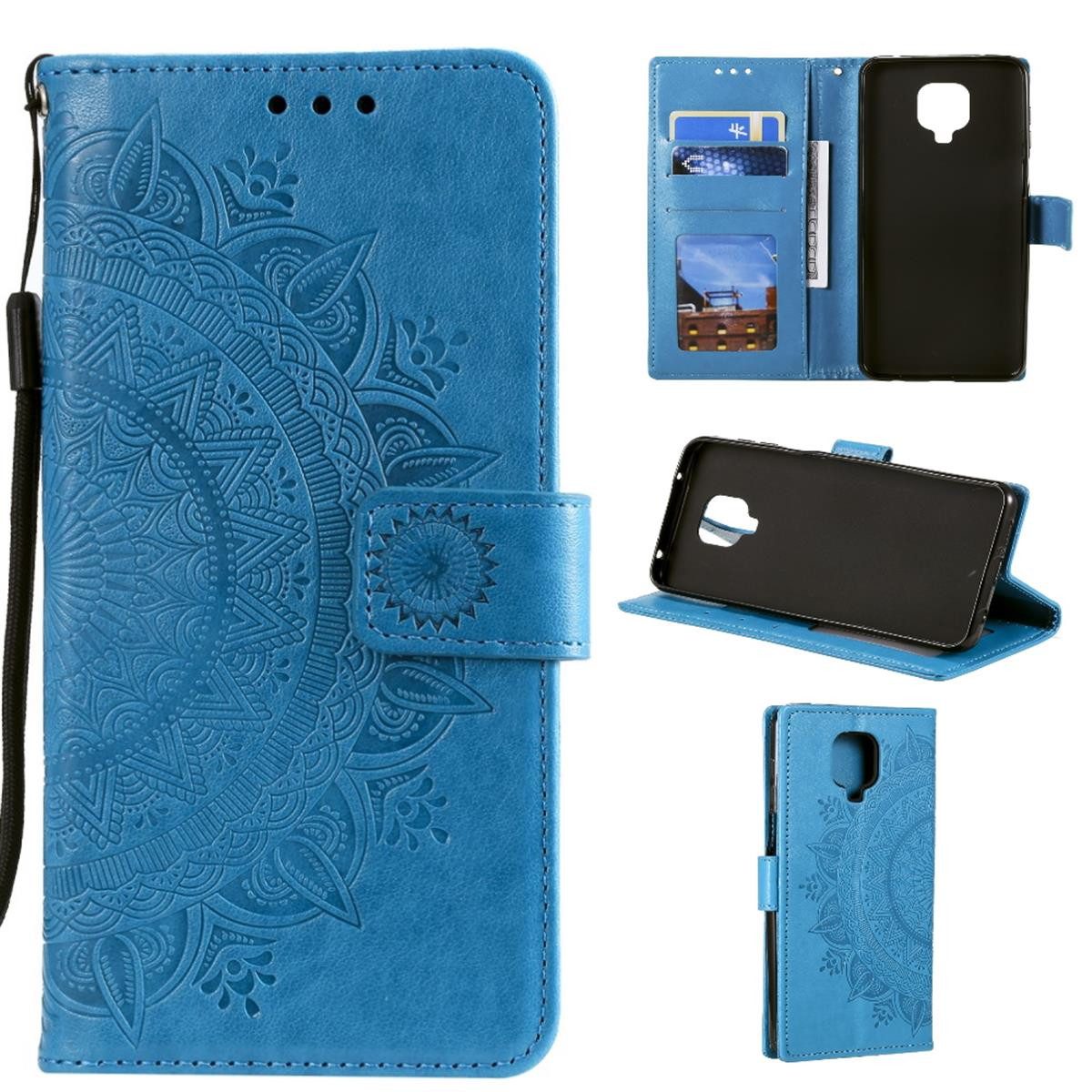 Handyhülle Xiaomi Redmi Note 9 Pro Handy Hülle Flip Case Cover Etui Mandala Blau