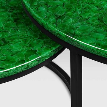 MAGNA Atelier Satztisch OSLO aus recycelten Glasscherben, Satztische, nachhaltig, Metallgestell, 61x38cm & 76x45cm