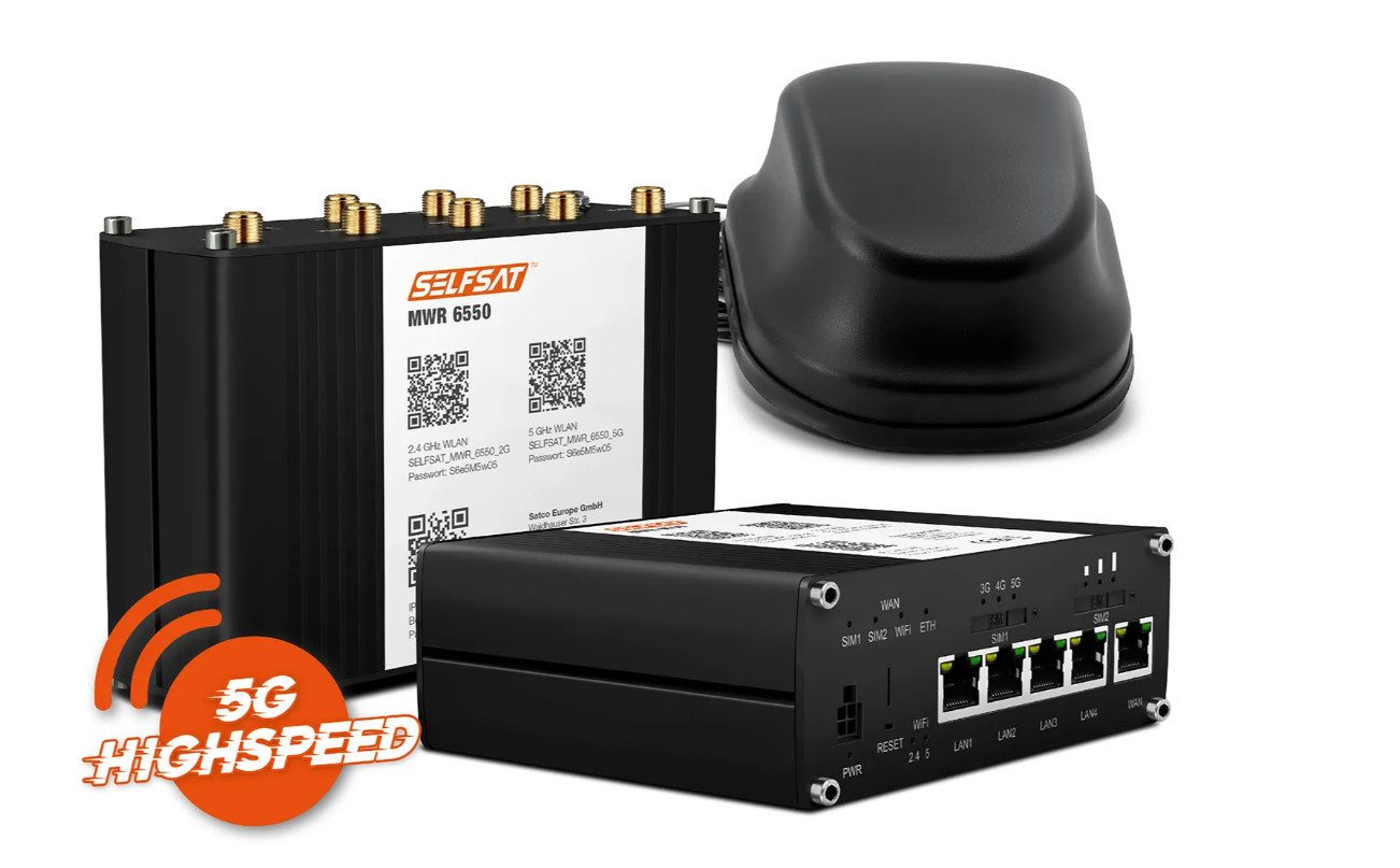 Selfsat MWR 6550 5G Cat 20 WiFi 6 WLAN Маршрутизаторы bis 3,4 Gbps Mobilfunkantenne