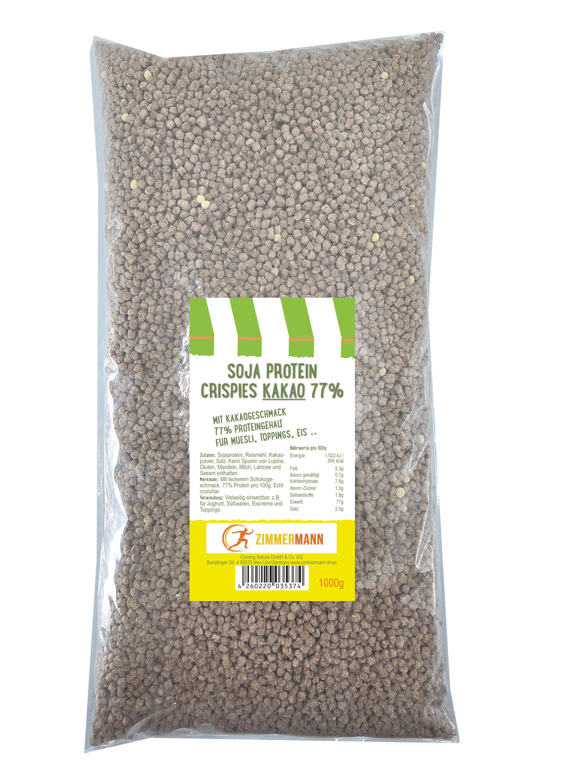 Zimmermann Zimmermann Soja Protein Crispies KAKAO 77% Protein 1000g Crispies