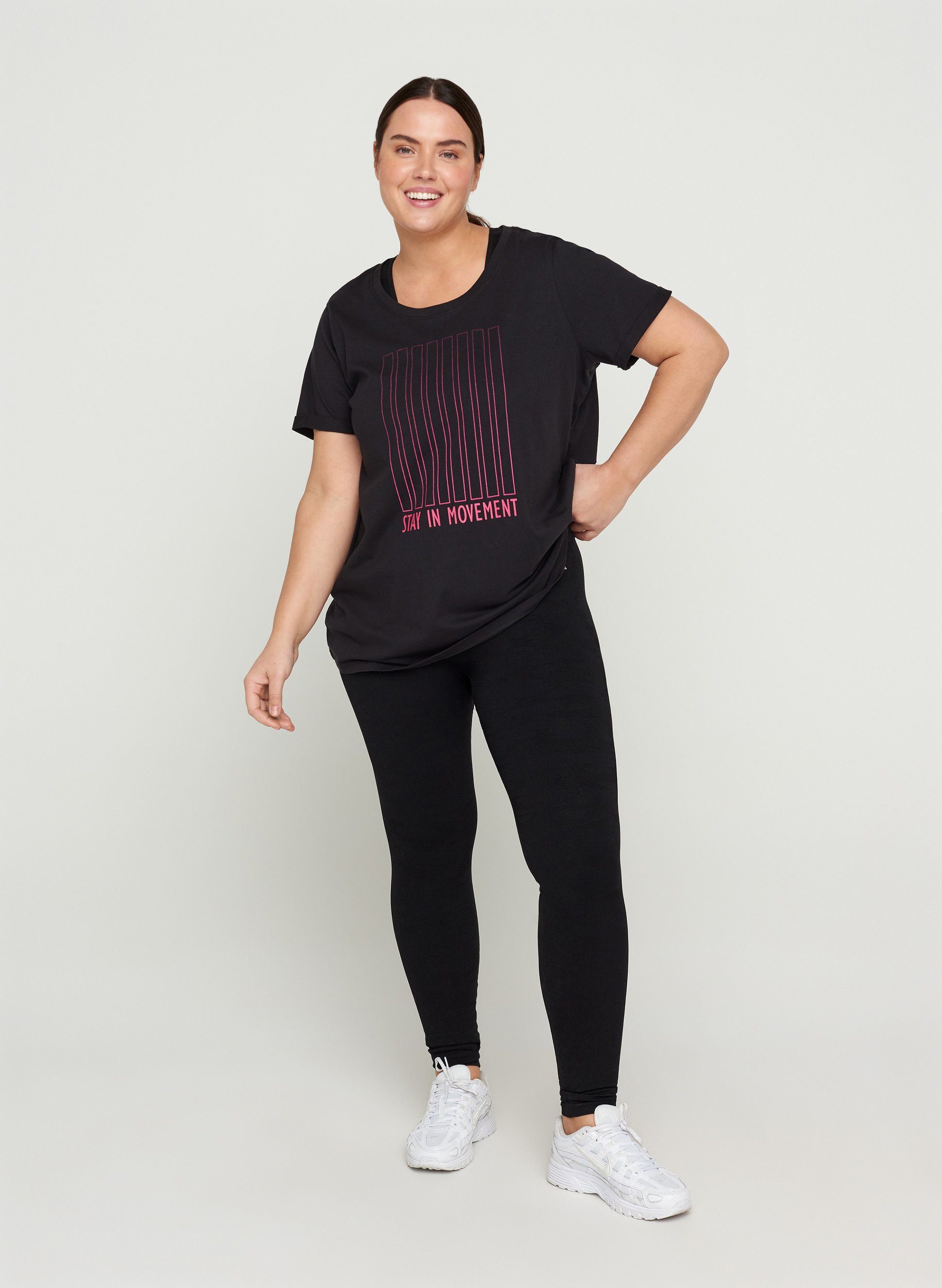 Active by ZIZZI T-Shirt Große Größen Damen T-Shirt aus Baumwolle mit Print  und V-Ausschnitt online kaufen | OTTO