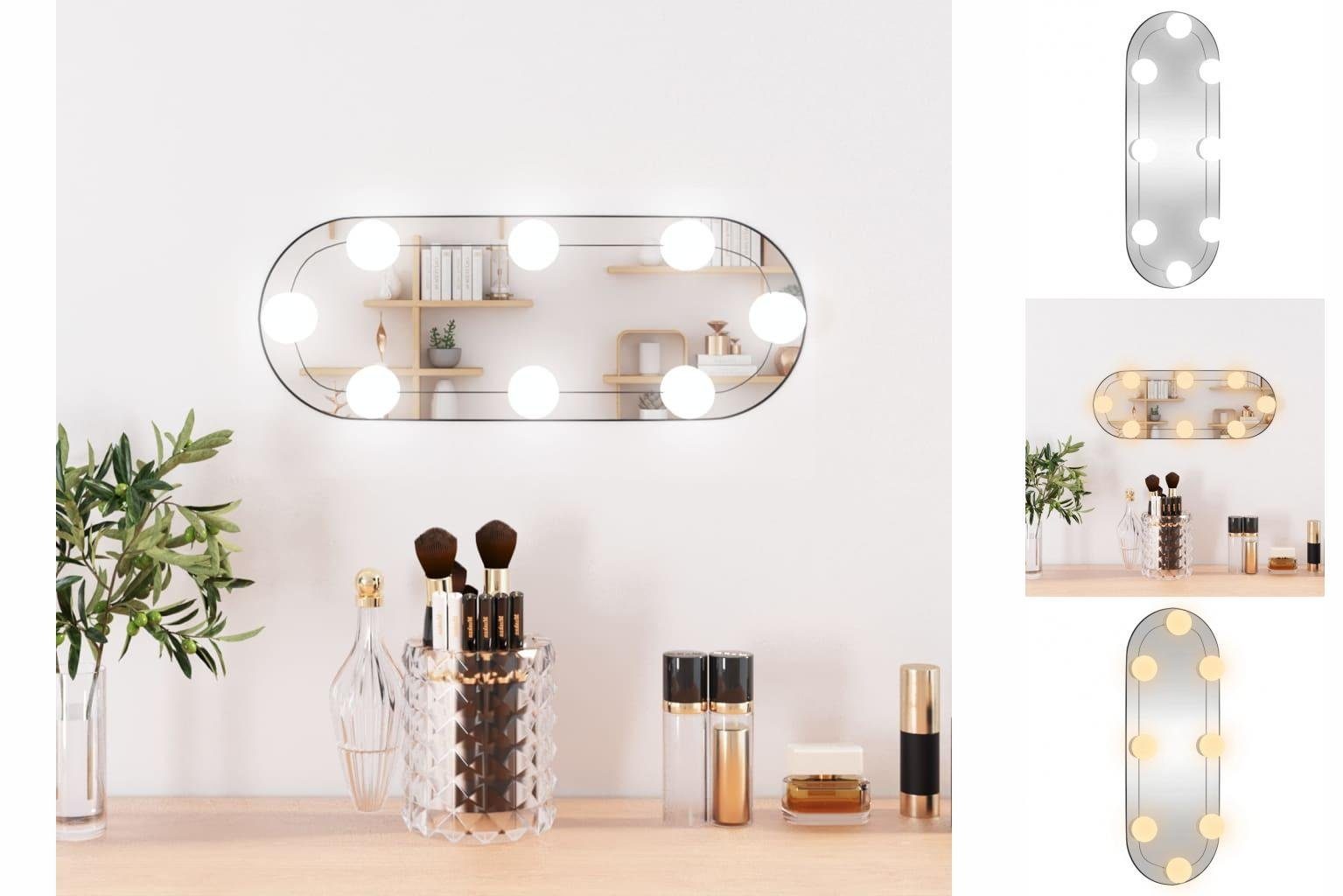 vidaXL Spiegel Wandspiegel mit LED-Leuchten 15x40 cm Glas Oval