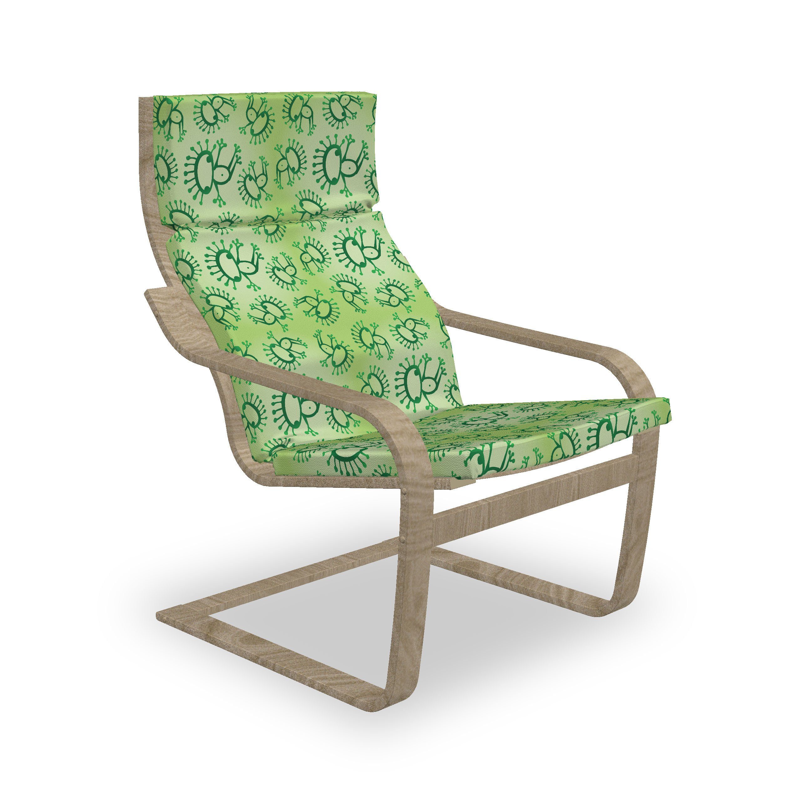 Sitzkissen und mit Stuhlkissen Art Reißverschluss, Alien Grün mit Stuhlkissen Frösche Hakenschlaufe Doodle Abakuhaus