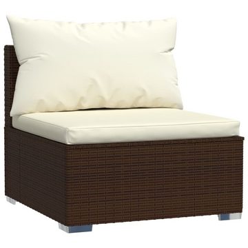 vidaXL Garten-Essgruppe 11-tlg Garten Lounge Set mit Kissen Polyrattan Braun Loungemöbel