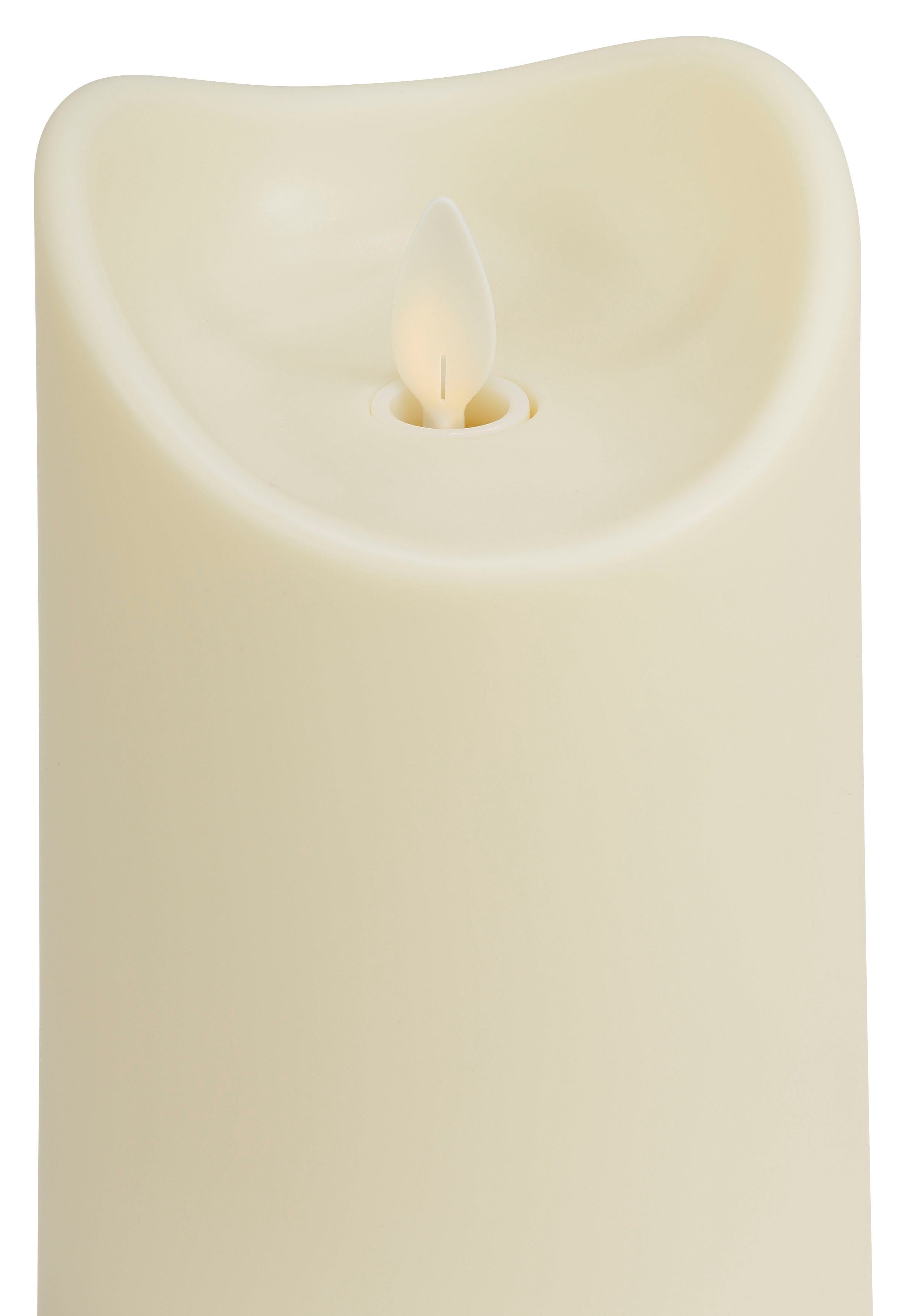 IC HomeDeco LED Dekolicht LED-Kerze für aussen, Weihnachtsdeko, Timerfunktion, Warmweiß, mit beweglicher Flamme, Ø ca. 8,9 cm, LED-Outdoor Kerze