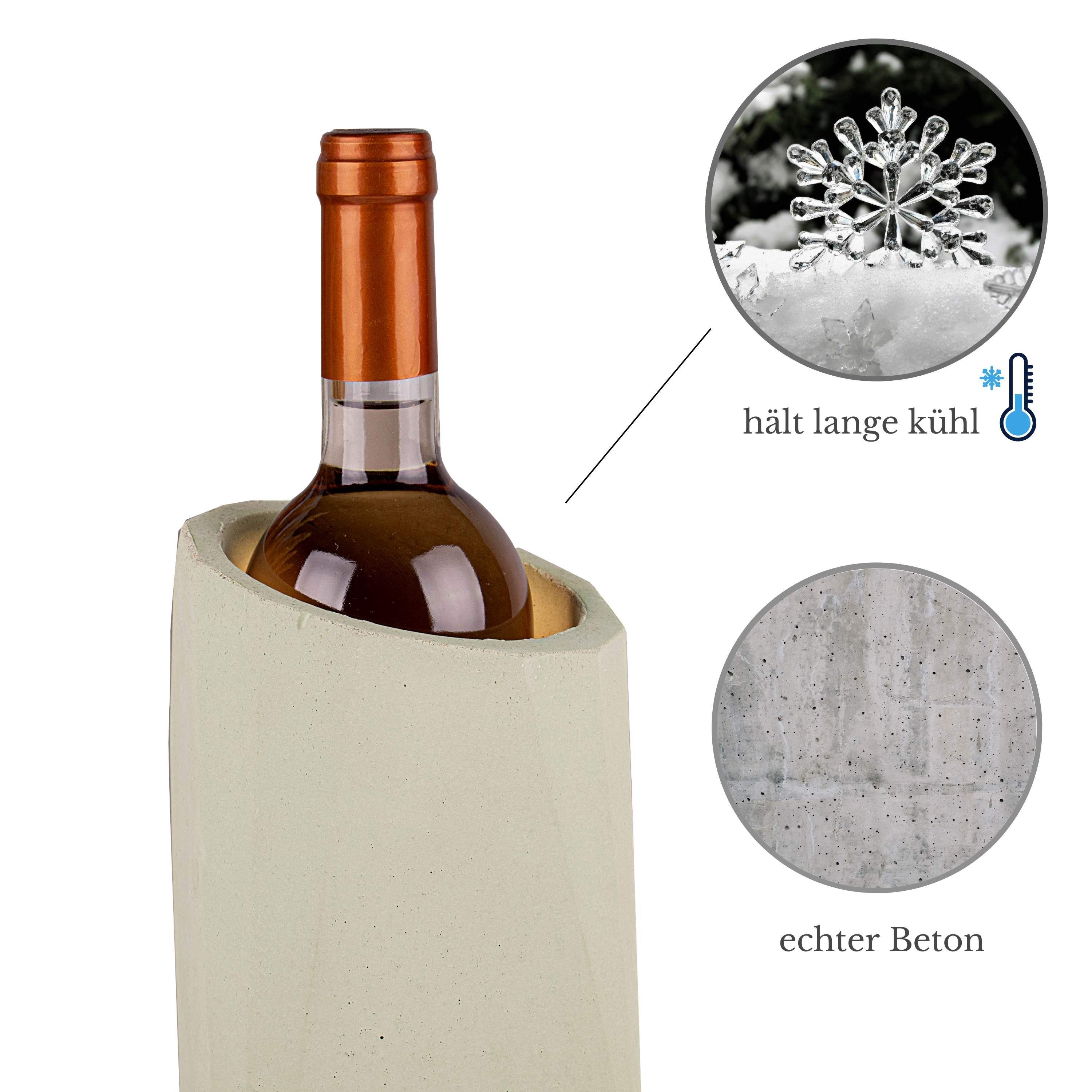 TIVENDIS Dekoobjekt Weinkühler "Massif 25cm, Mint" Flaschenk Sektkühler Beton aus Beton