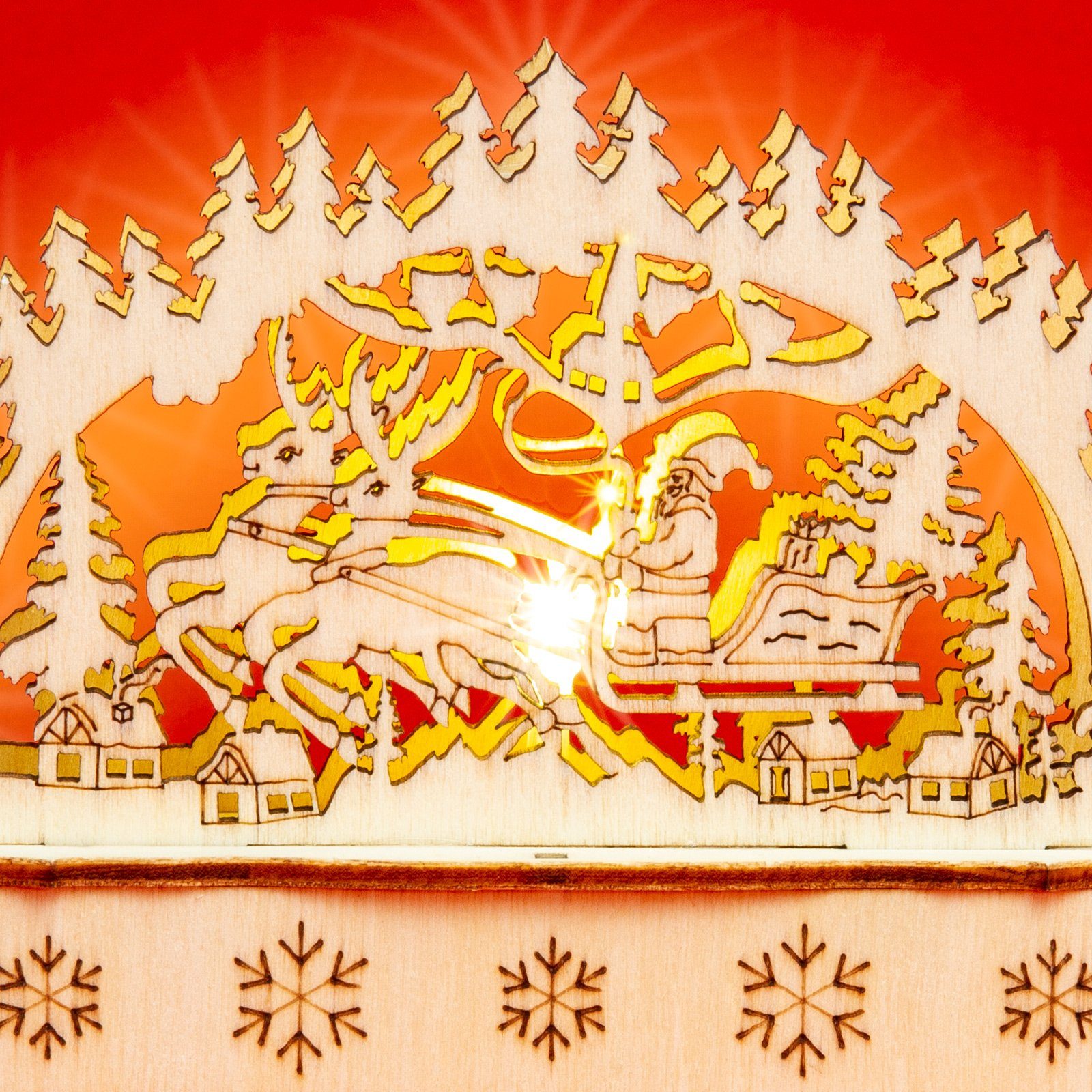 Rentierschlitten aus Motiv LED mit Weihnachtsmann Beleuchtung - Schwibbogen LB-MINI SIKORA mit Holz Motive viele