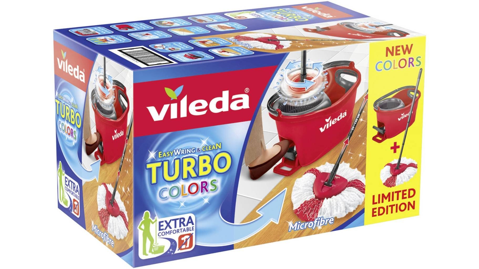 Schmutz werden Eimer Vileda Turbo Clean Set Wischmopp in und mit & geschleudert den Wasser Wischkopf Stielehalter, Wischmop EasyWring Vileda und Komplett einfach