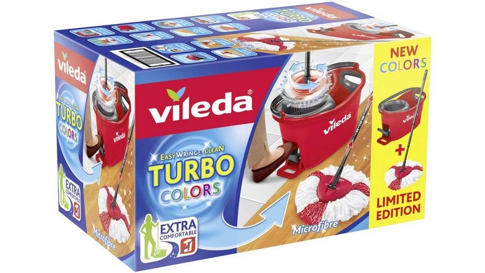 Vileda Wischmopp Vileda Turbo EasyWring & Clean Wischmop Komplett Set mit  Wischkopf und Stielehalter, Schmutz und Wasser werden einfach in den Eimer  geschleudert