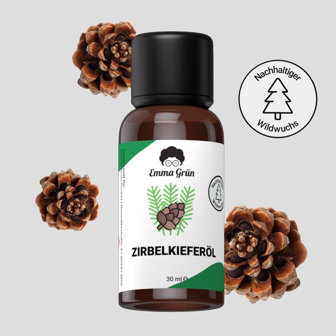 Emma Grün Duftöl Zirbelkieferöl (Je nach Auswahl: 1x, 2x oder 5x Wildwuchs Zirbelkieferöl 30 ml), Hochdosiert & 100% naturrein
