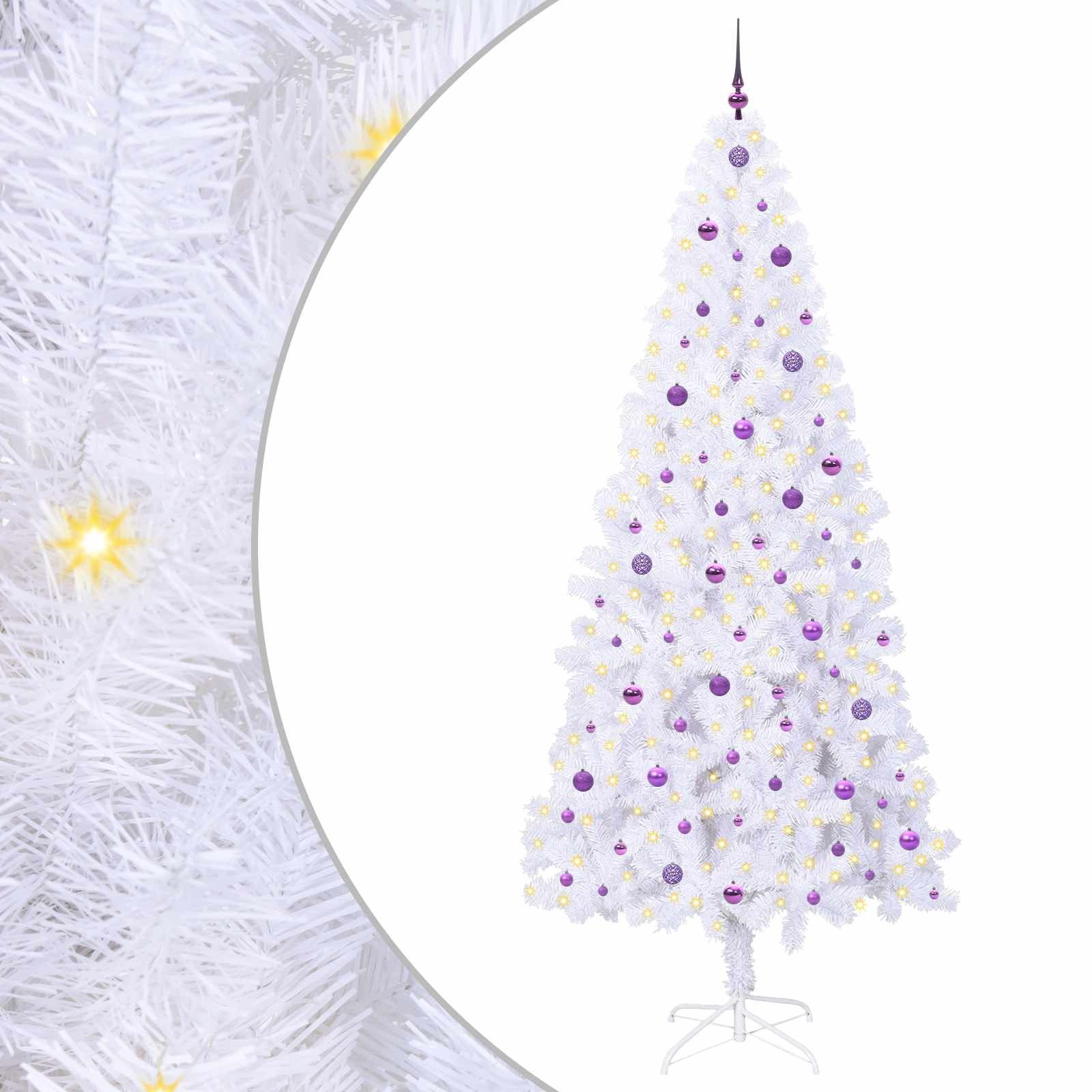 vidaXL Künstlicher Weihnachtsbaum Künstlicher Weihnachtsbaum Weiß 240 cm PVC und Stahl