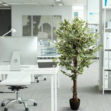 Kunstpflanze Kunstpflanze FICUS Kunststoff, Stoff Birke, hjh OFFICE, Höhe 165.0 cm, Echtholzstamm, Pflanze