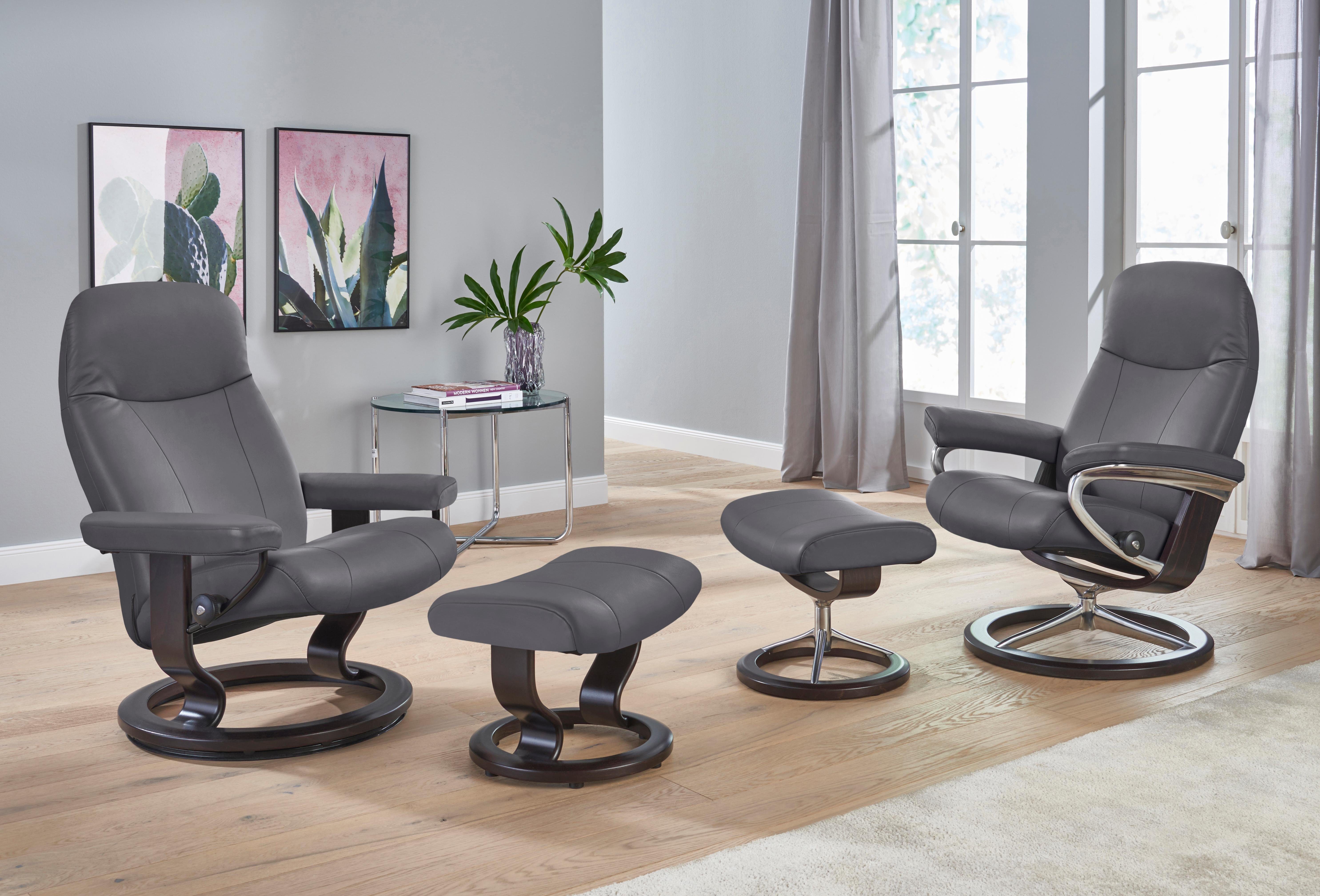 Stressless® Relaxsessel Garda grey (Set), Größe L, BATICK Base, Classic mit Gestell Wenge