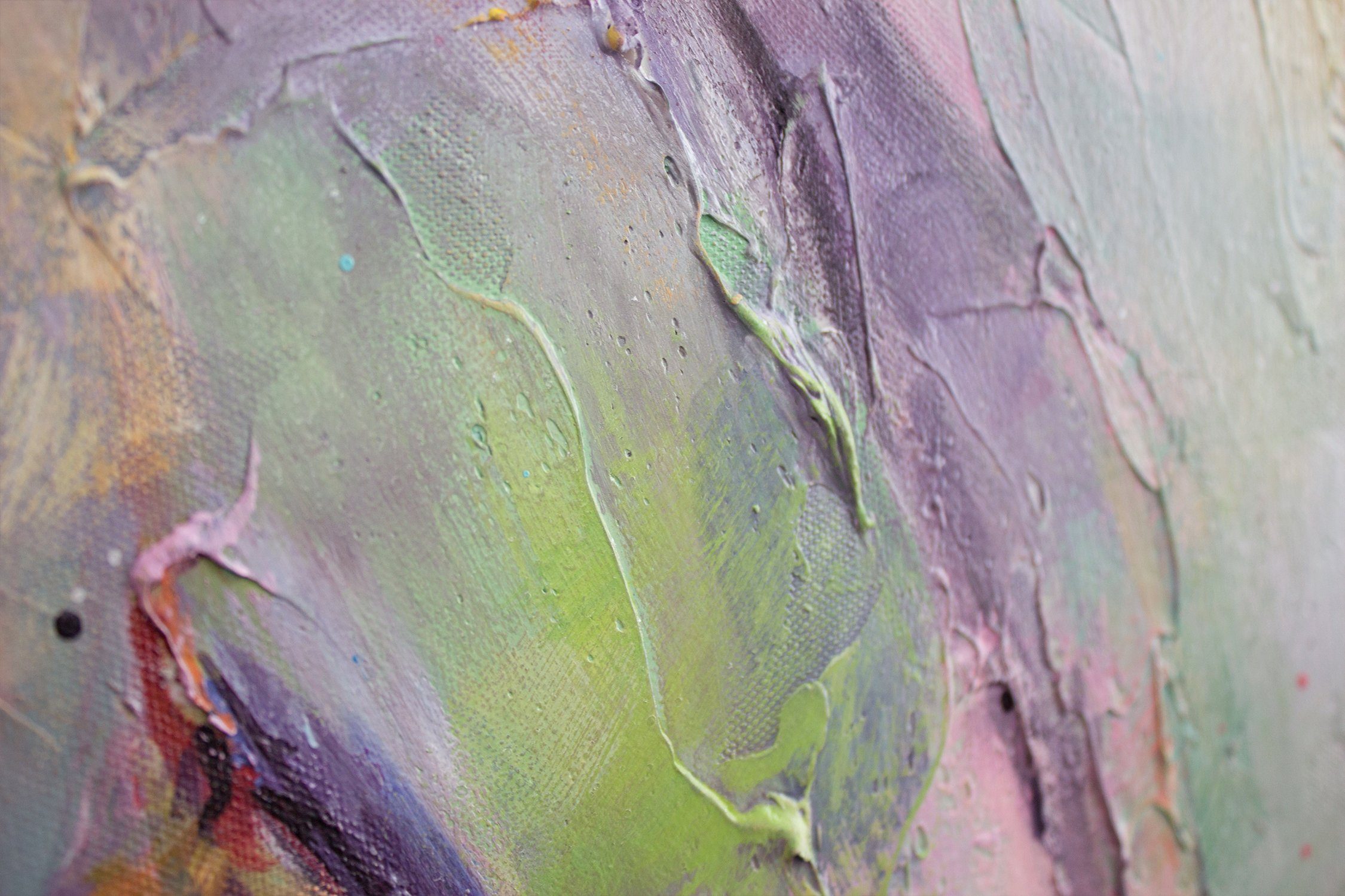 YS-Art Gemälde Heißer Sommer, Menschen, Leinwand Bild Handgemalt Frauen Sonnen Rot Orange Grün