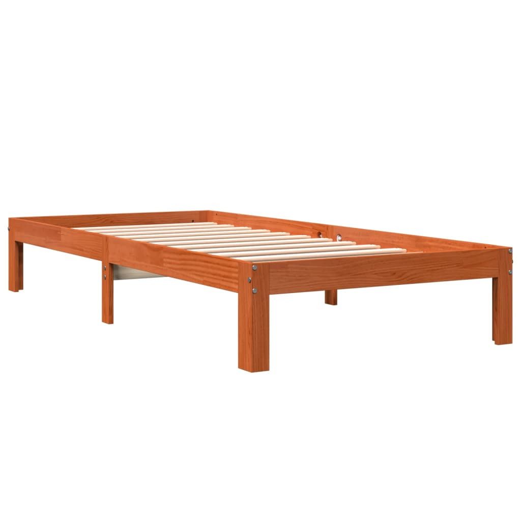 vidaXL Bett Massivholzbett ohne Matratze Wachsbraun günstig online kaufen