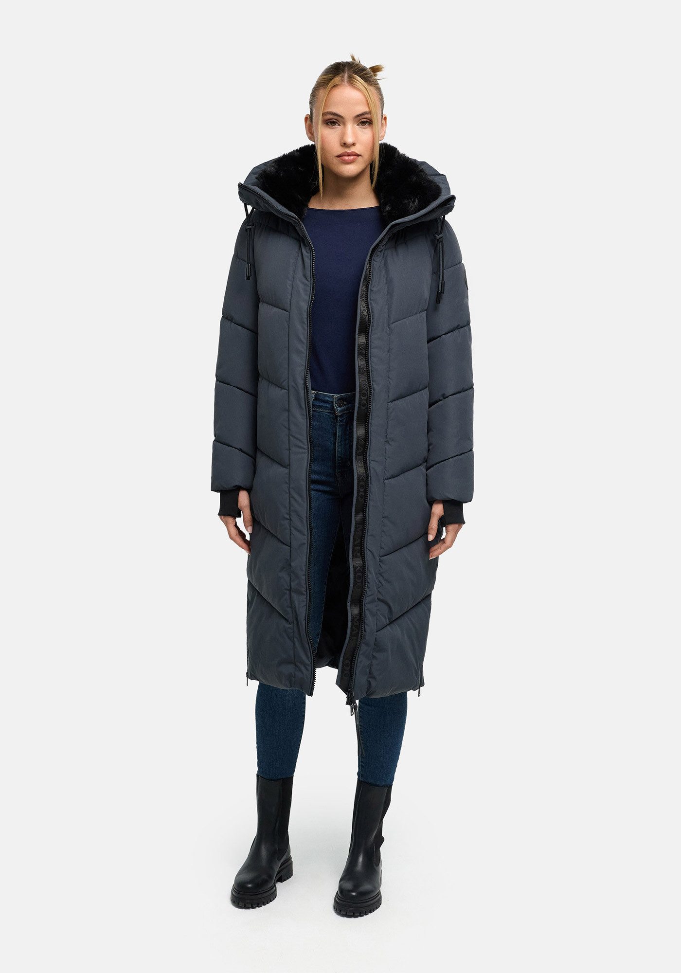 Marikoo Winterjacke Nadaree XVI Stepp Mantel mit großer Kapuze – Bild 2 von 5