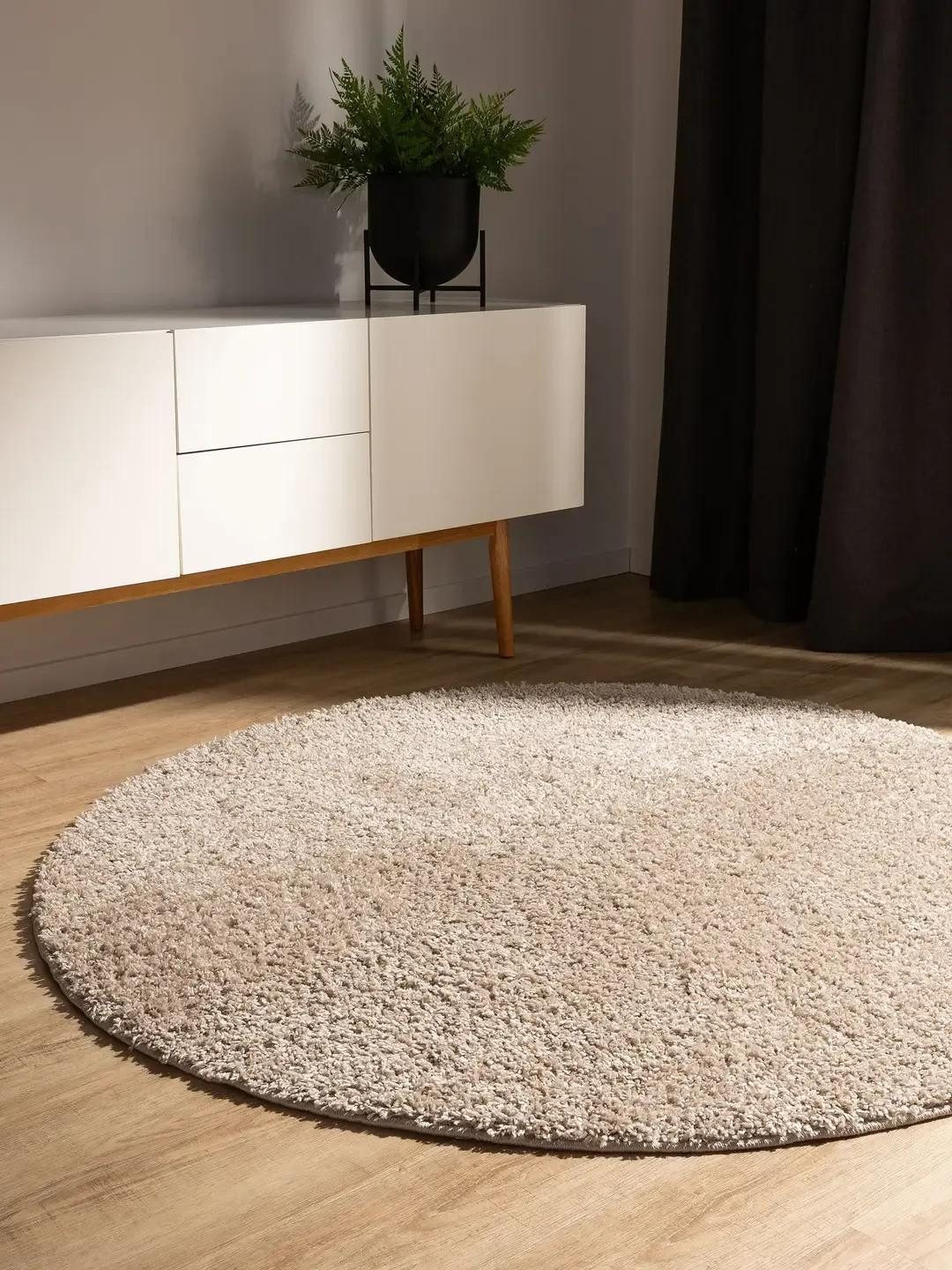 benuta Hochflor-Teppich Soho, rund, Höhe: 31 mm, Teppich Wohnzimmer, Schlafzimmer, Esszimmer, Rutschfest, Waschbar