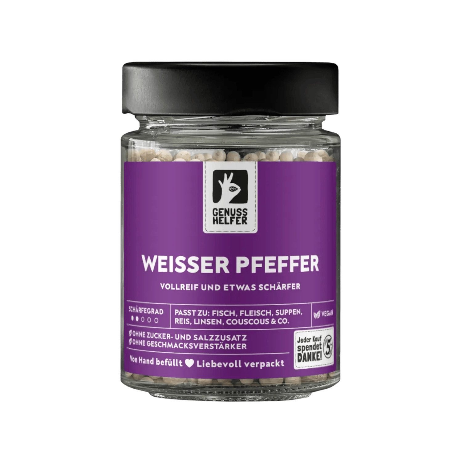 Bremer Gewürzhandel Gewürz Pfeffer weiß, ganz, im Glas, 100 g